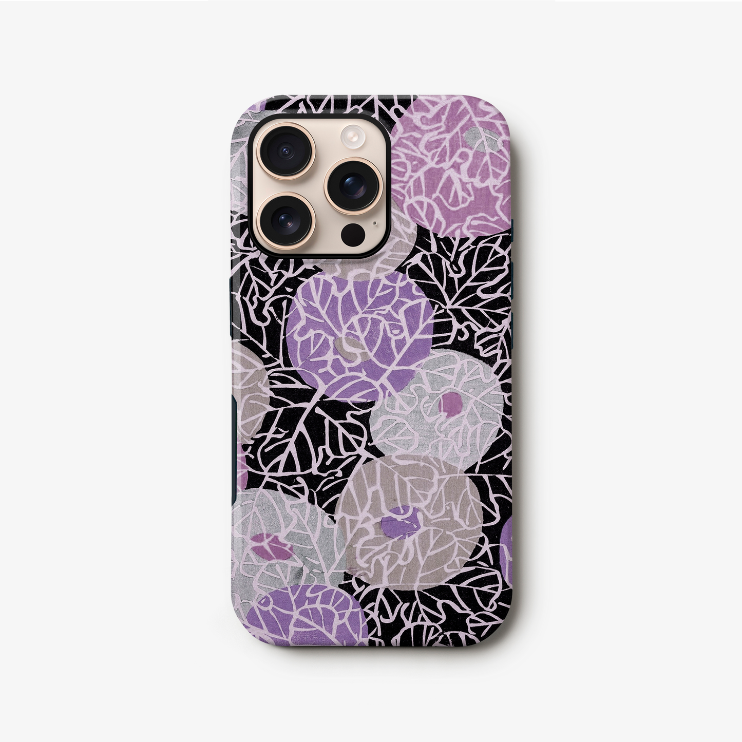 Purple Japanese Floral Print Case iPhone 16 Phone Case