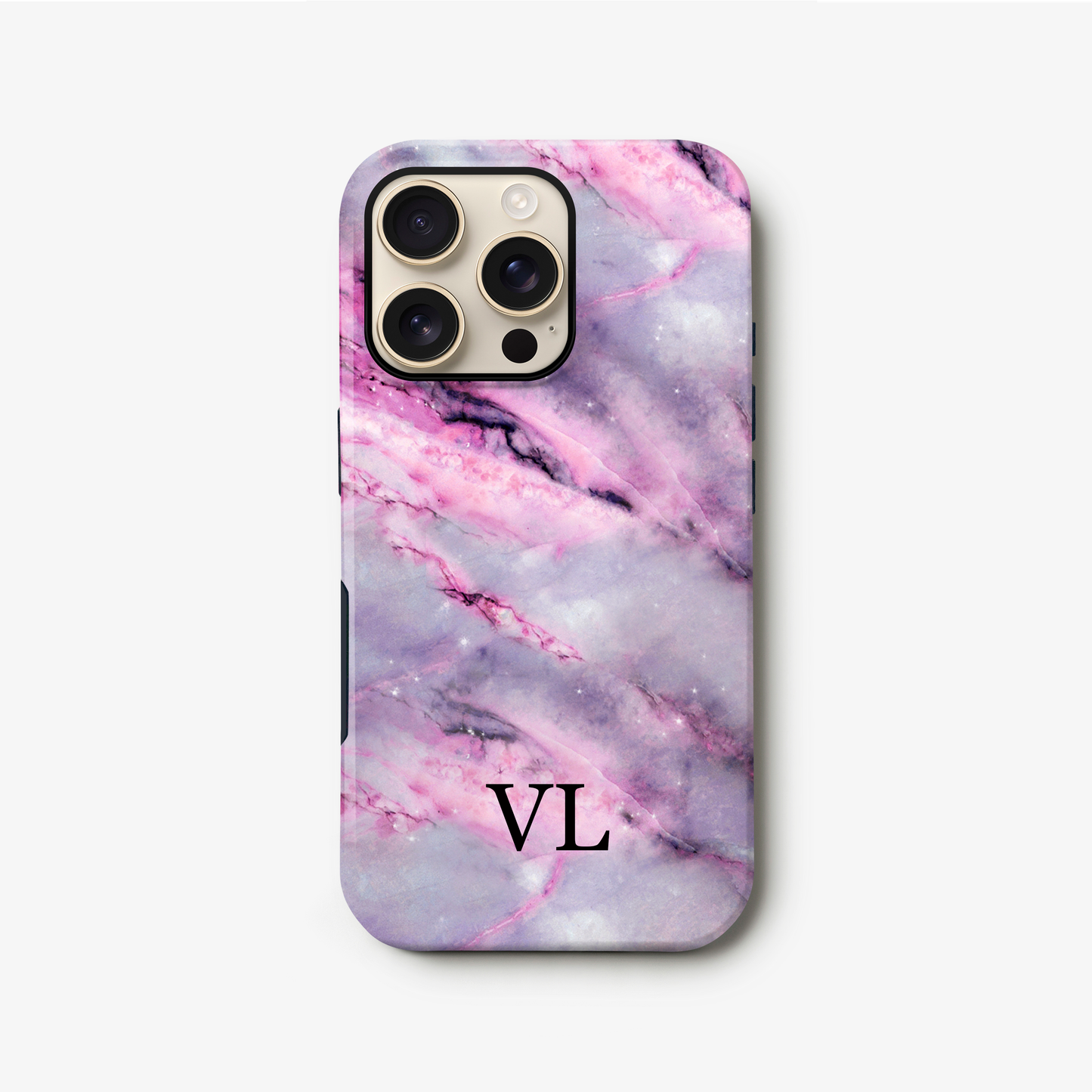 Pink and Purple Marble Initials Case iPhone 16 Phone Case