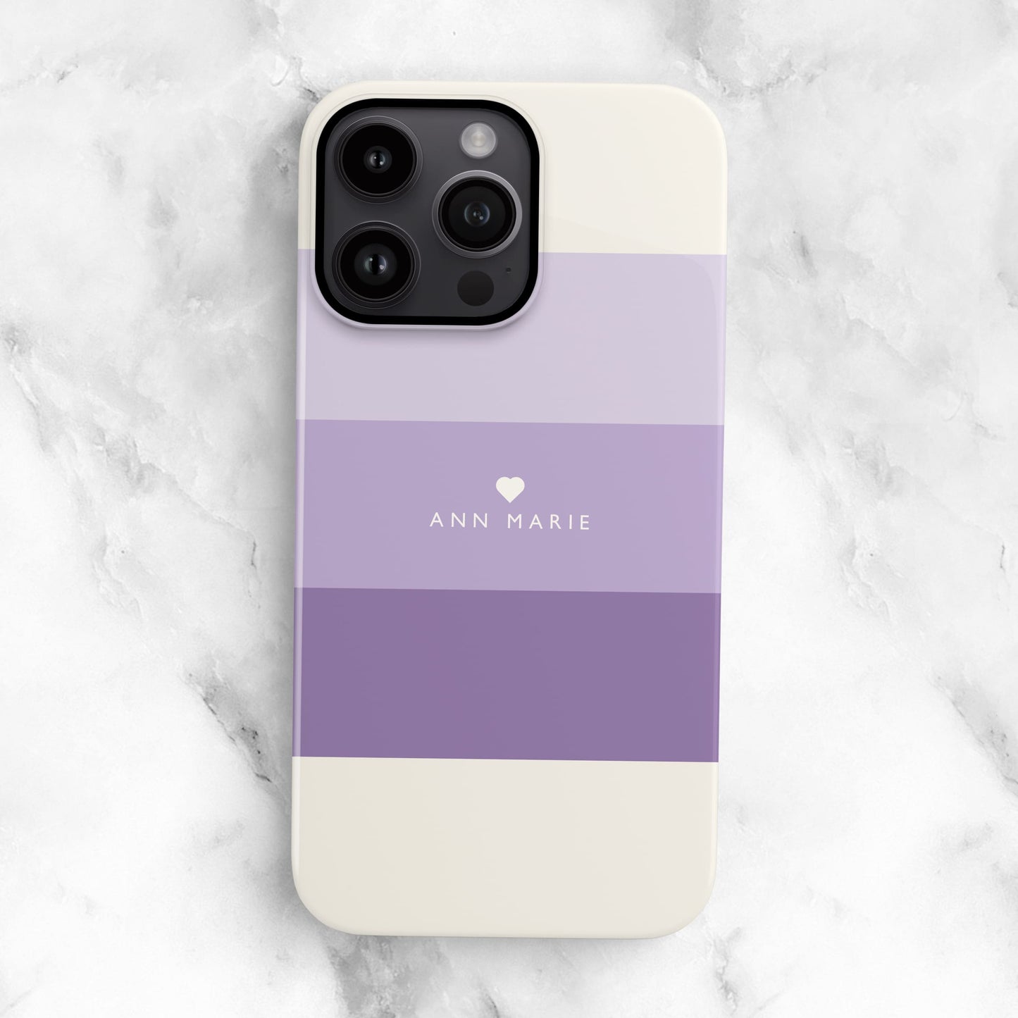 Purple Stripe Name and Heart Case Phone Case