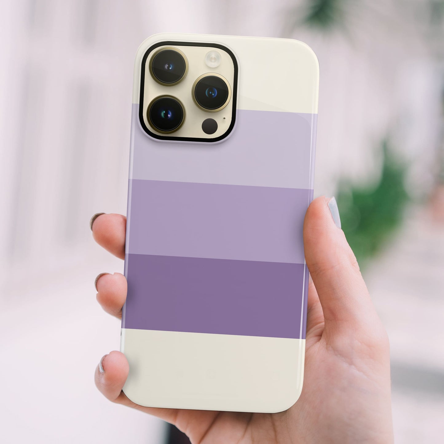Purple Stripe Name and Heart Case Phone Case