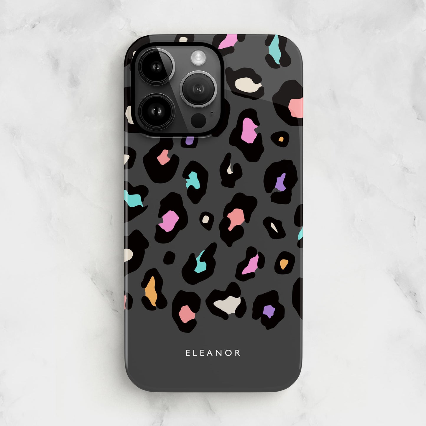 Rainbow Grey Leopard Spots Custom Name Case Phone Case