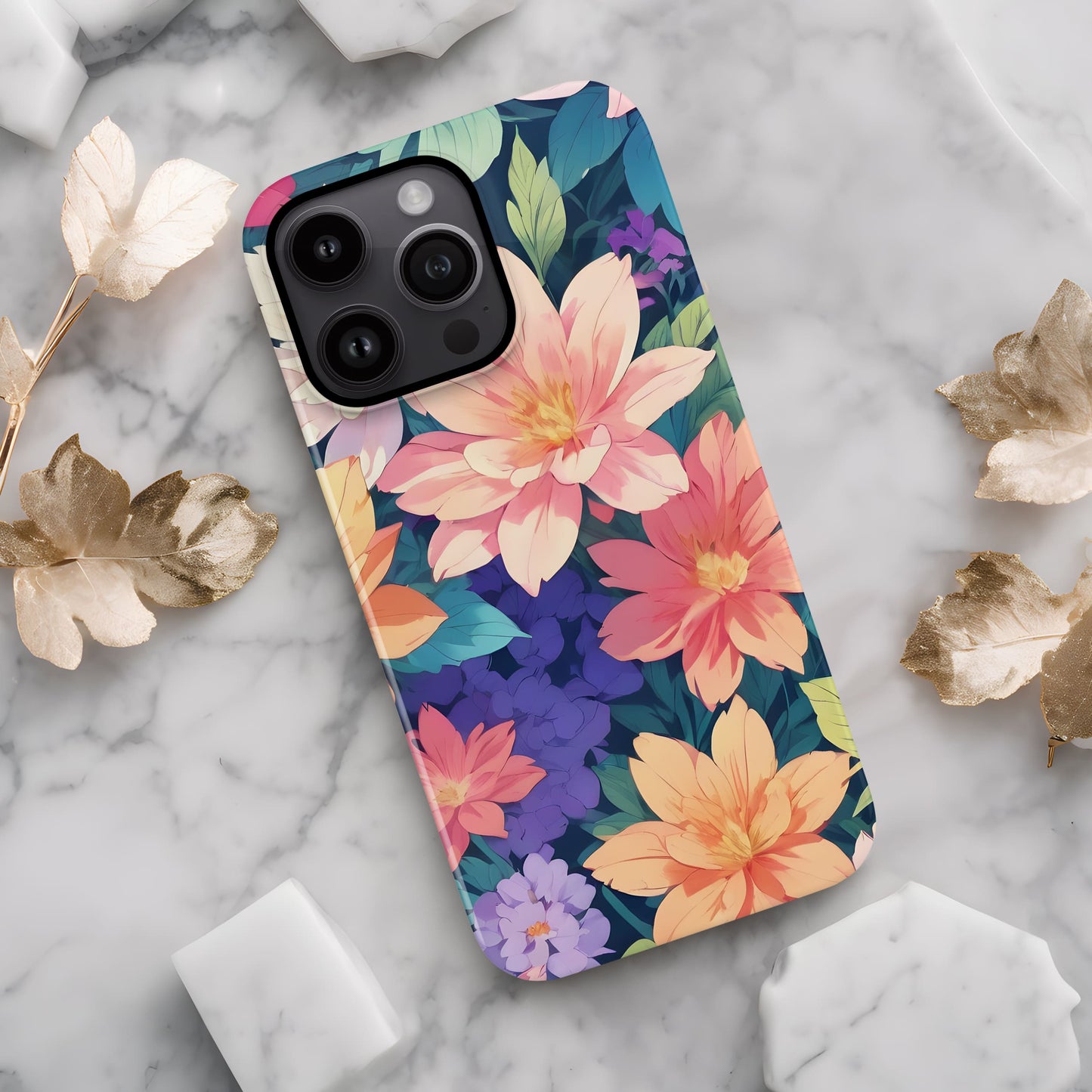 Japanese Rainbow Floral Print Case Phone Case