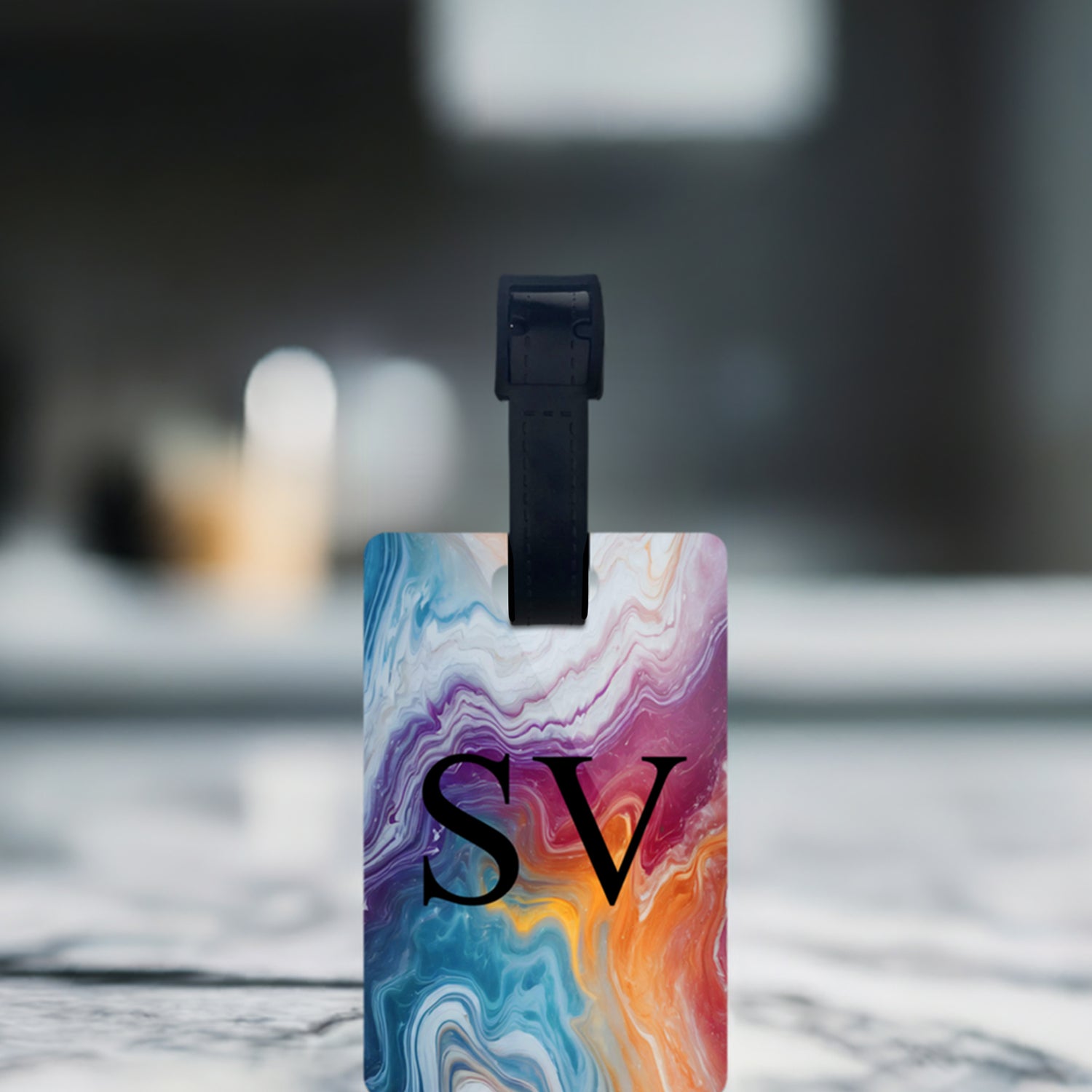 Personalised Rainbow Marble Print Luggage Tag  luggage tag