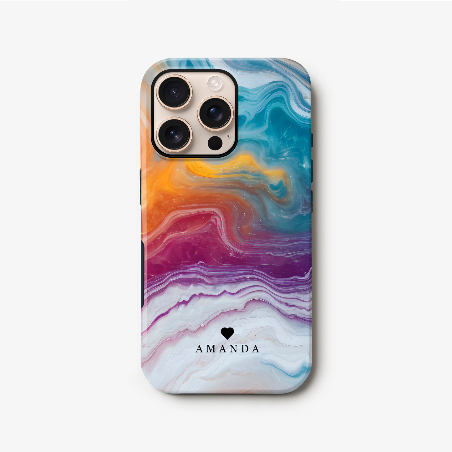 Custom Rainbow Marble Swirl Case iPhone 16 Pro Phone Case