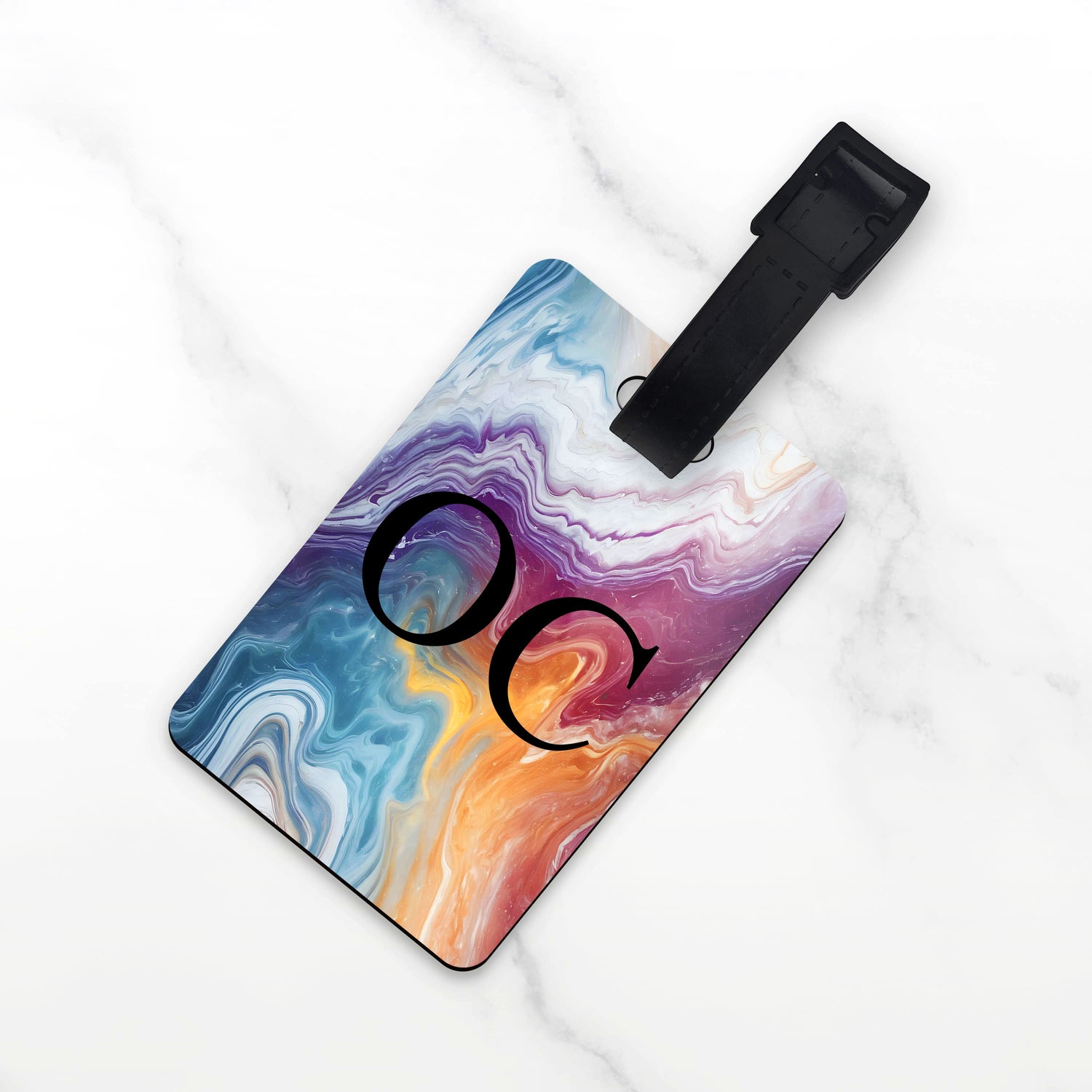 Personalised Rainbow Marble Print Luggage Tag  luggage tag