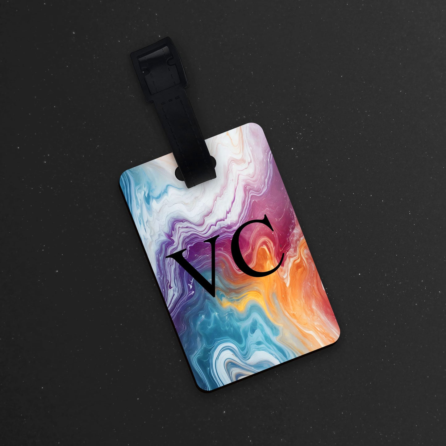 Personalised Rainbow Marble Print Luggage Tag  luggage tag
