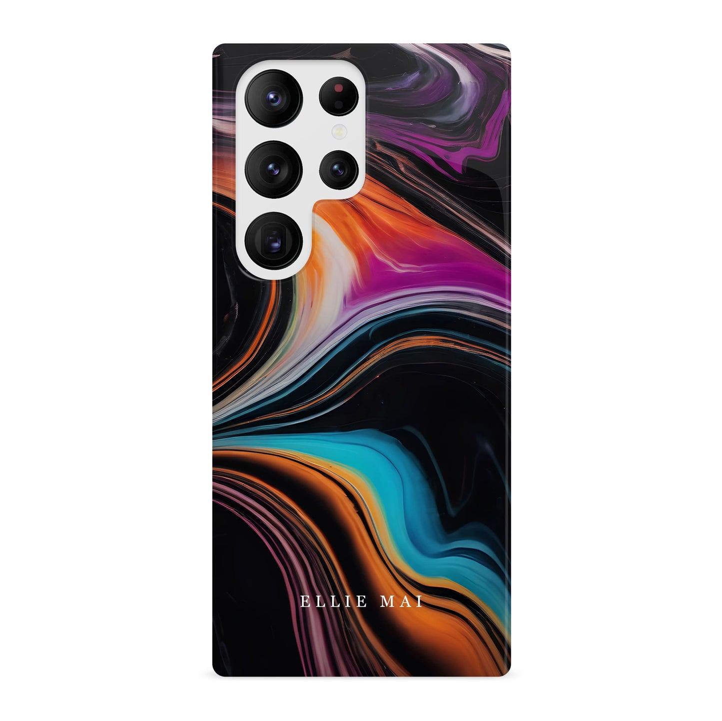 Black Rainbow Marble Custom Name Case Phone Case