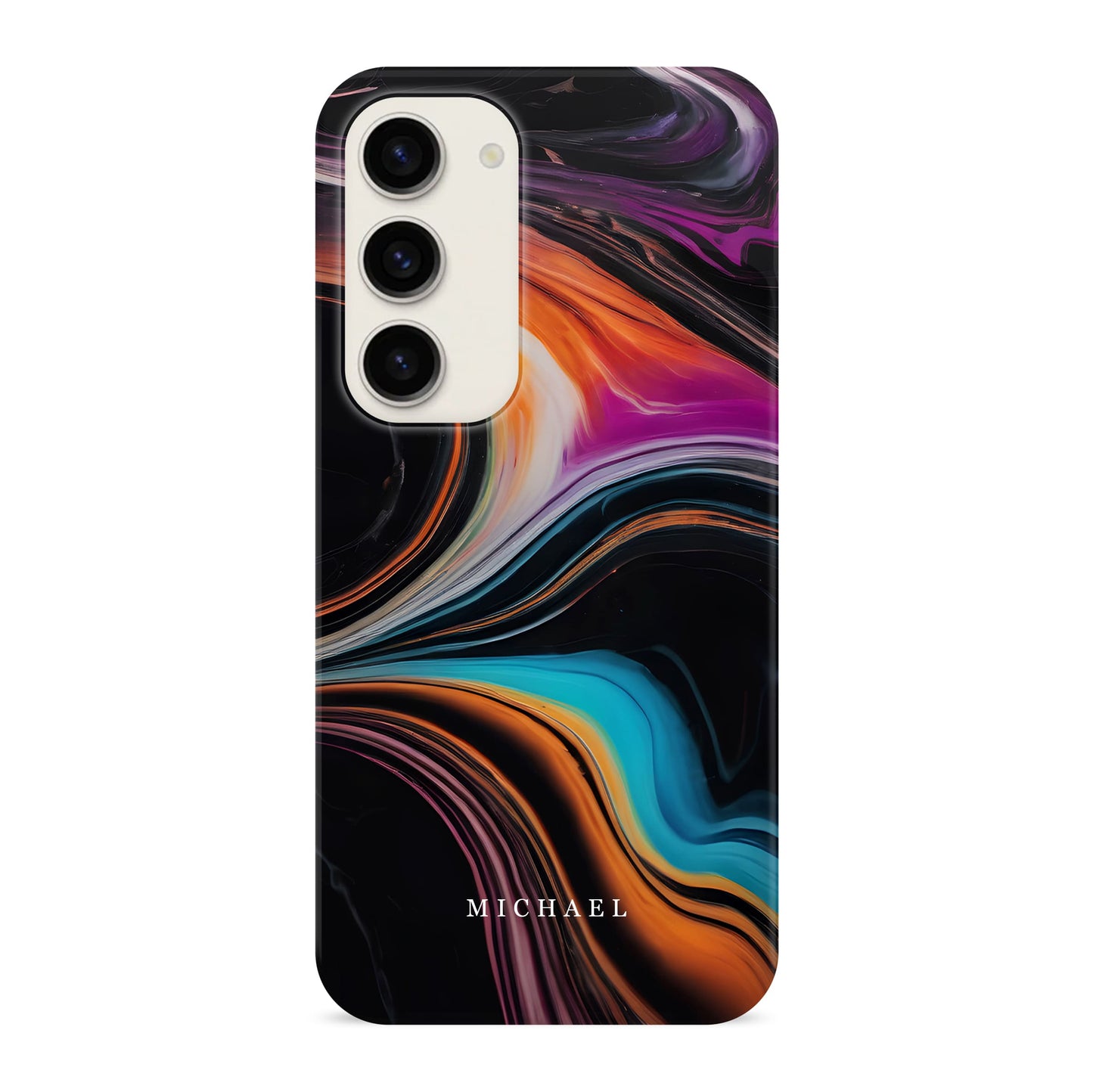 Black Rainbow Marble Custom Name Case Phone Case