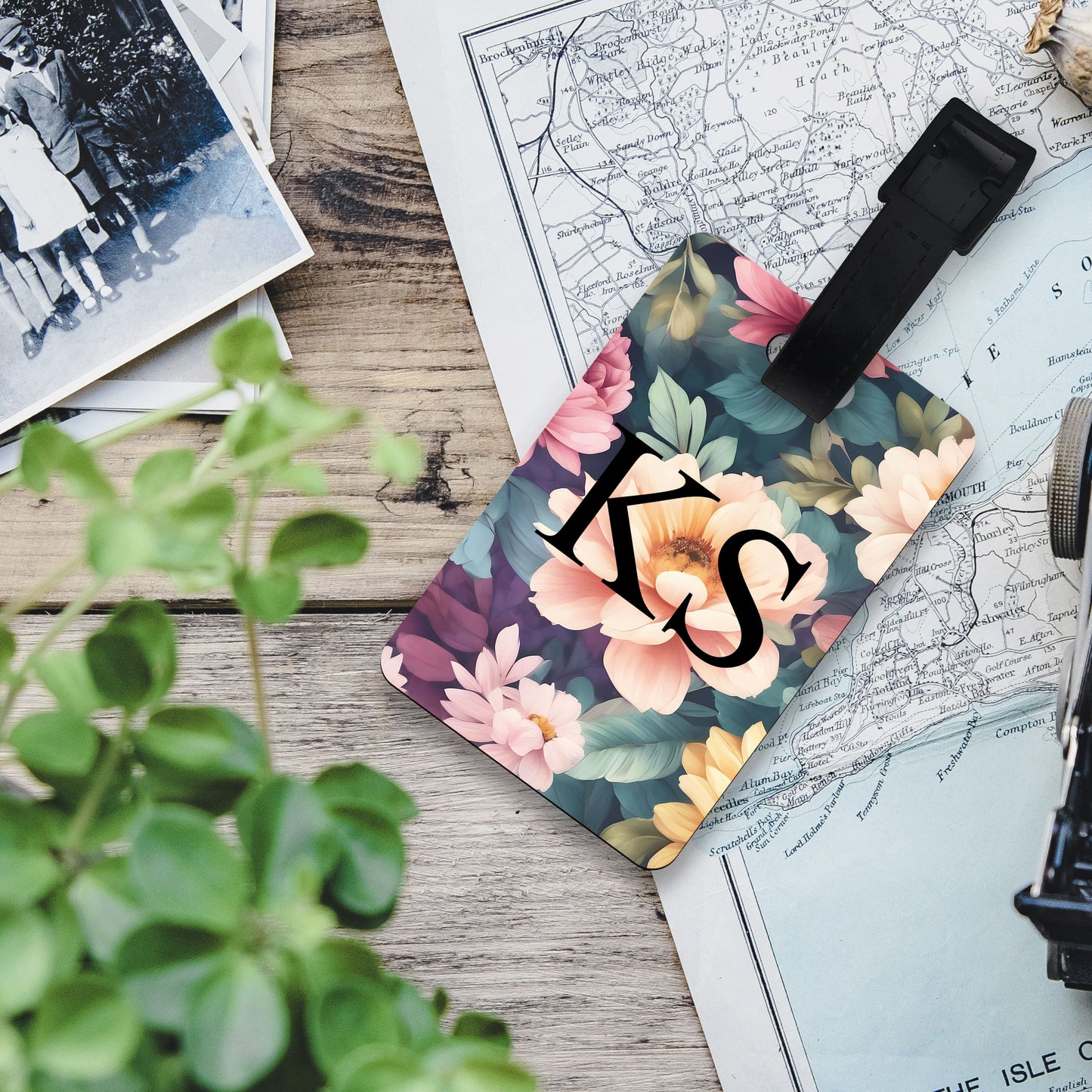 Rainbow Floral Personalised Initials Luggage Tag  luggage tag
