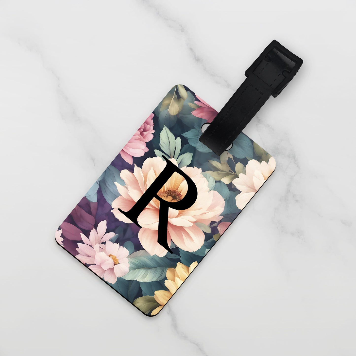 Rainbow Floral Personalised Initials Luggage Tag  luggage tag