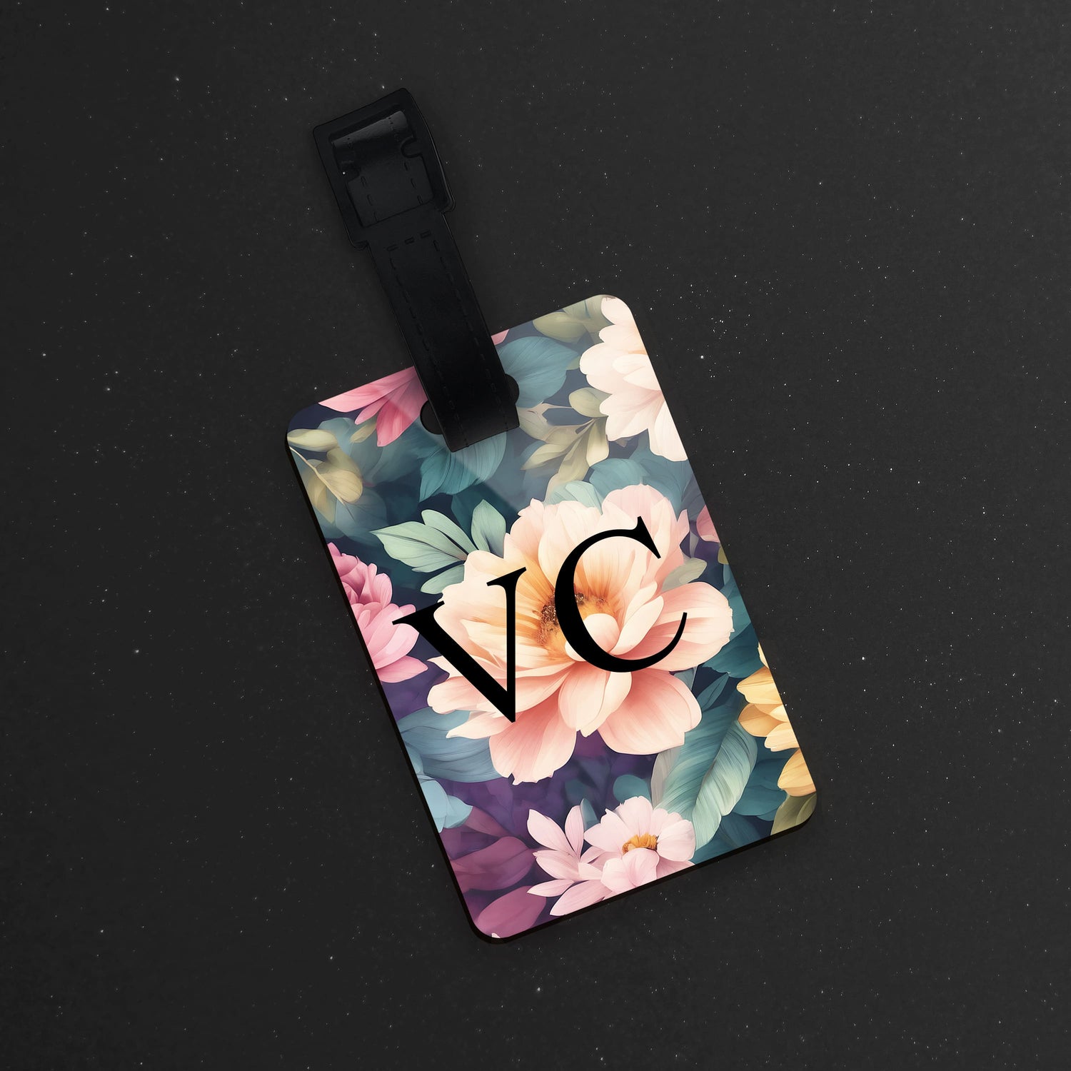 Rainbow Floral Personalised Initials Luggage Tag  luggage tag
