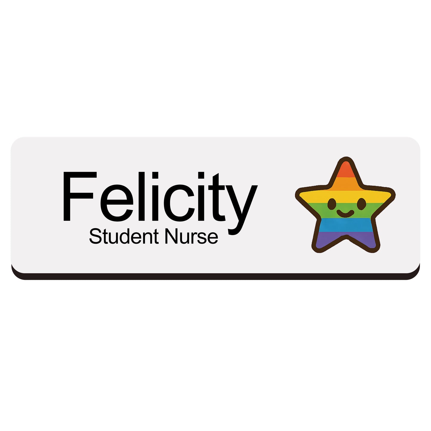 Custom Hospital Name Badge For Doctors & Nurses Rainbow Star Name Badge