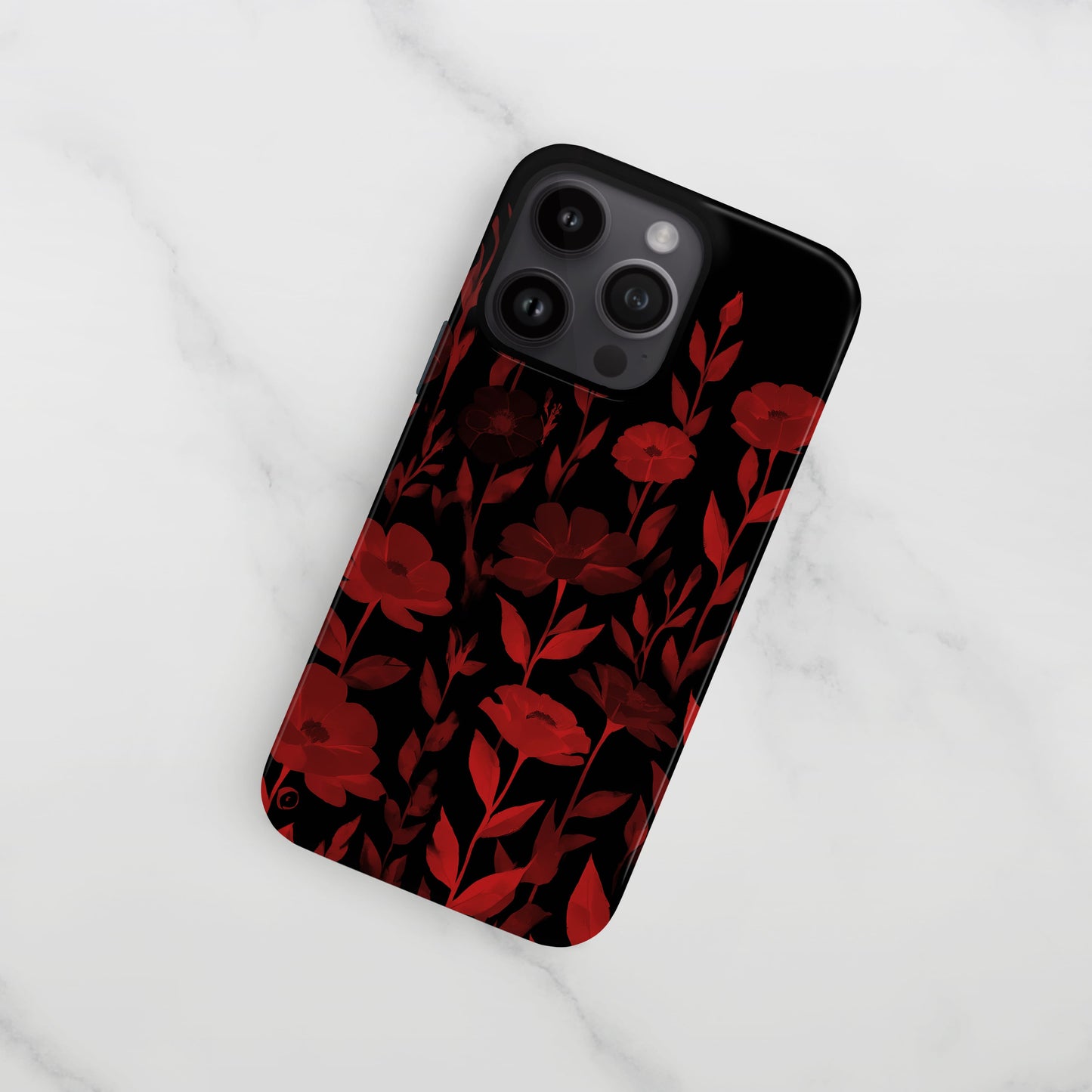Red And Black Floral Print Phone Case Phone Case