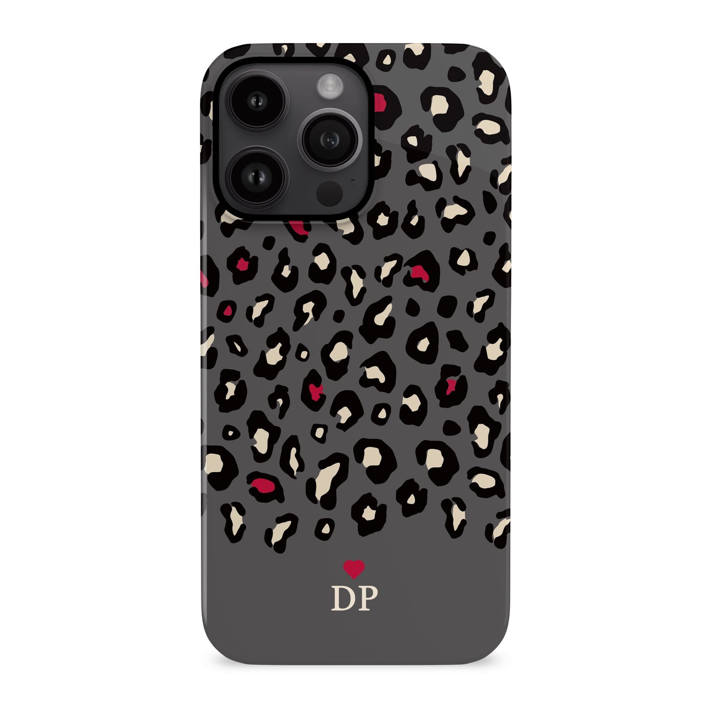 Personalised Red and Dark Grey Leopard Print Case Phone Case