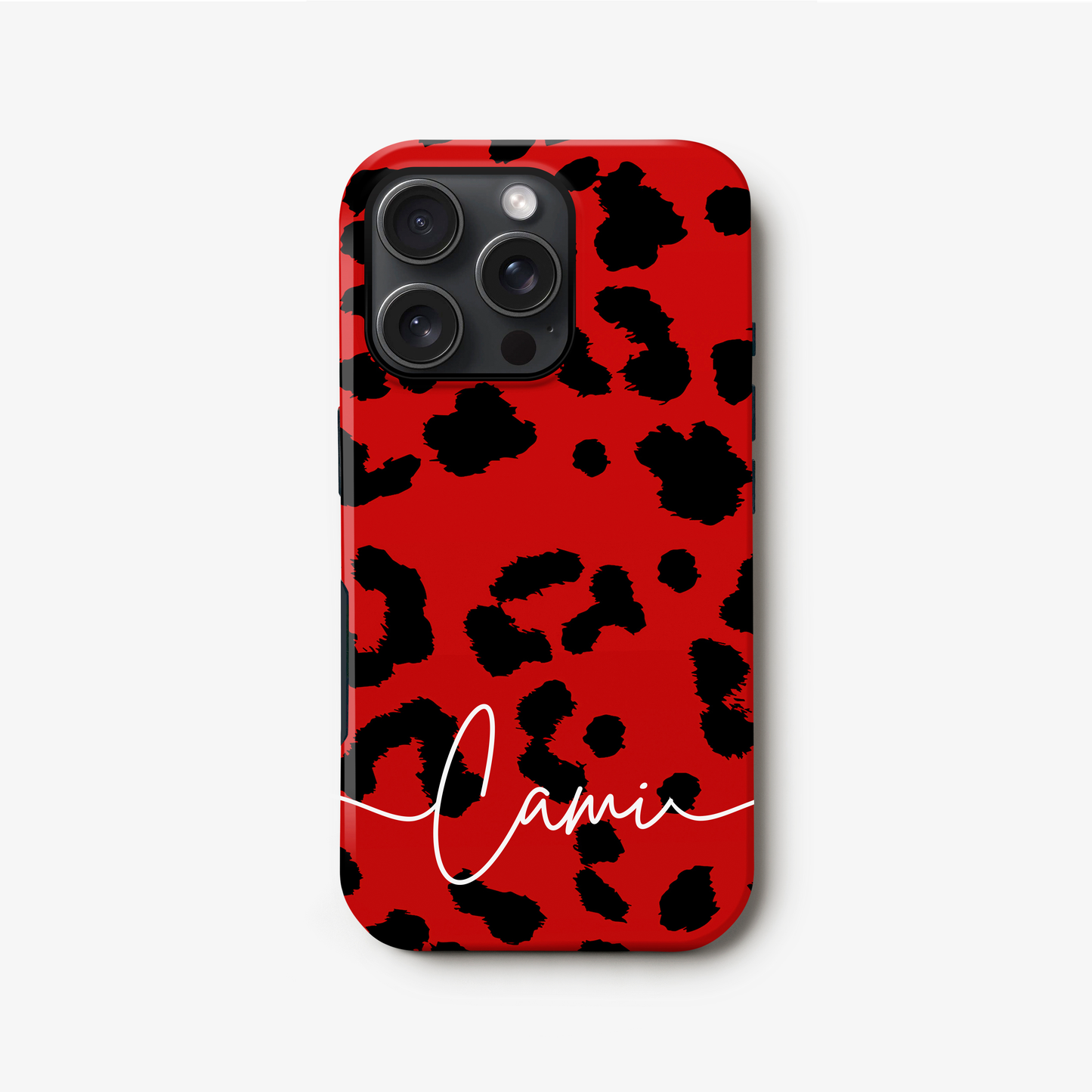 Red Leopard Print Personalised Phone Case iPhone 16 Pro Phone Case