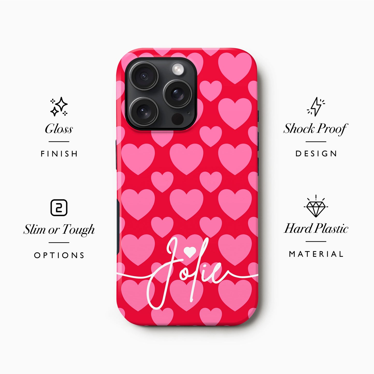 Personalised Red Pink Heart Pattern Case Phone Case