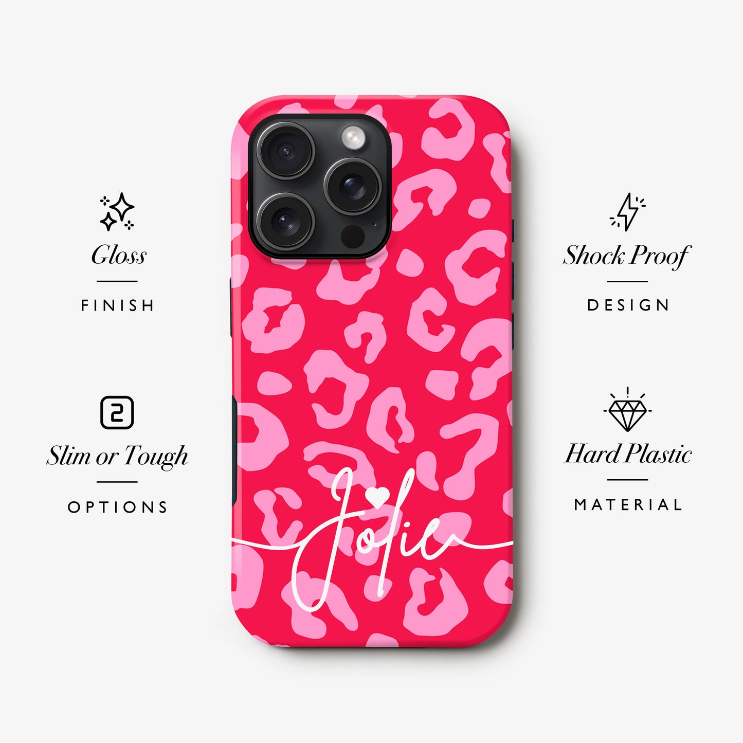 Personalised Red Pink Leopard Print Case Phone Case