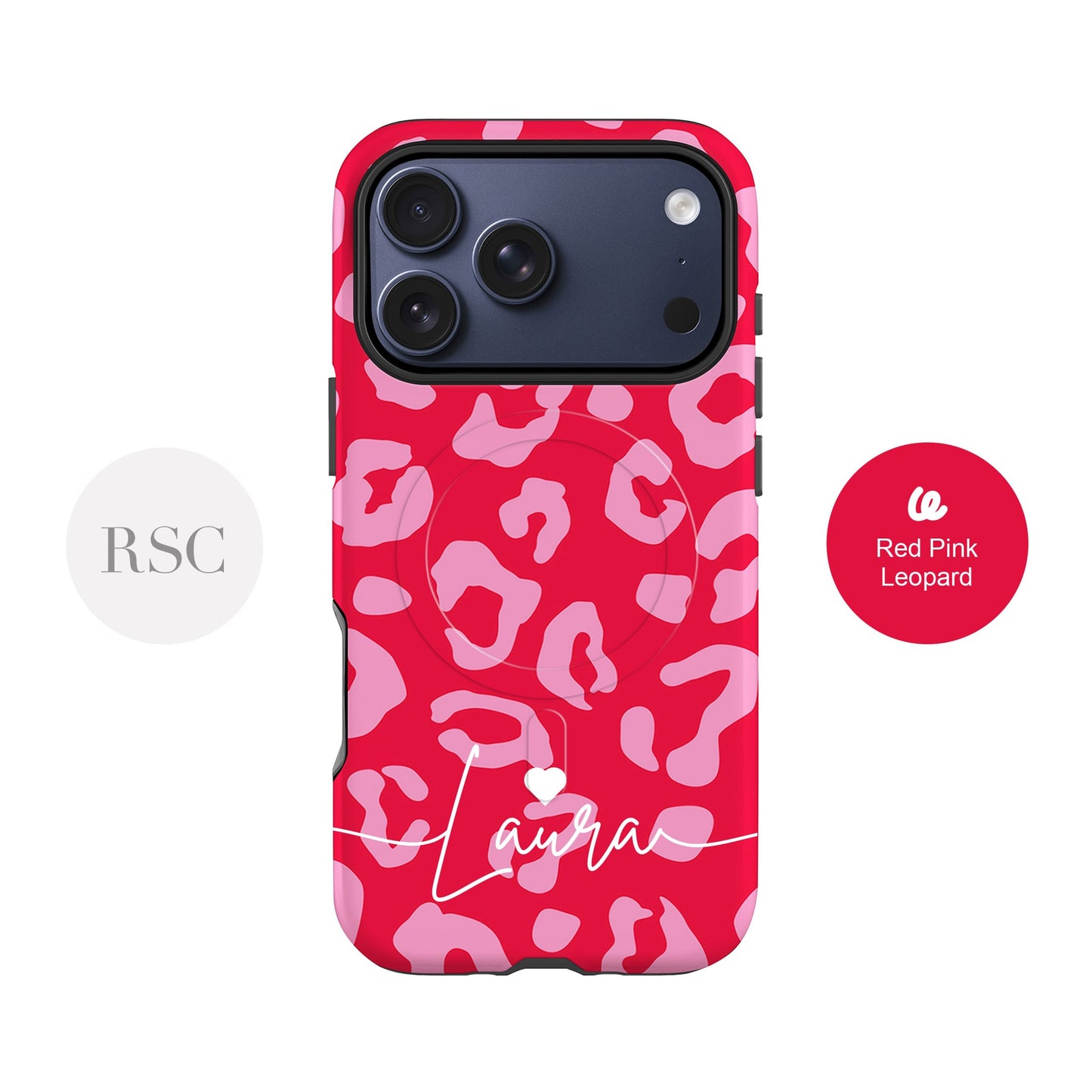 Red Pink Custom Leopard Print Magsafe Case