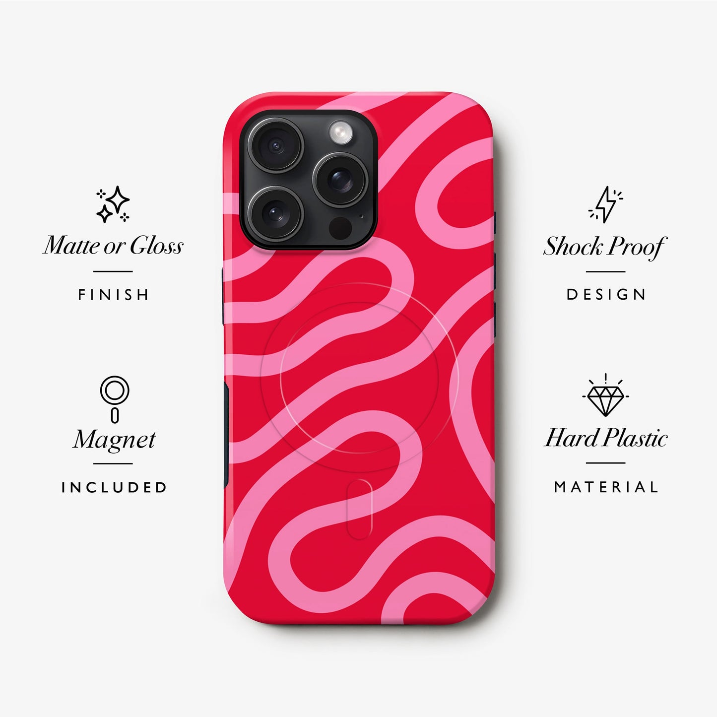 Red Pink Wavy Lines Magsafe Case