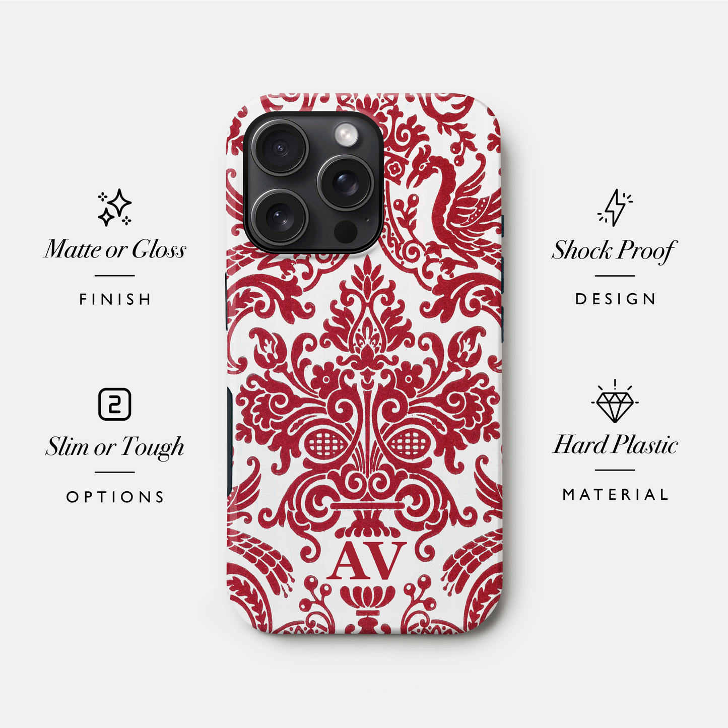 Personalised Vintage Red Damask Toile Case Phone Case