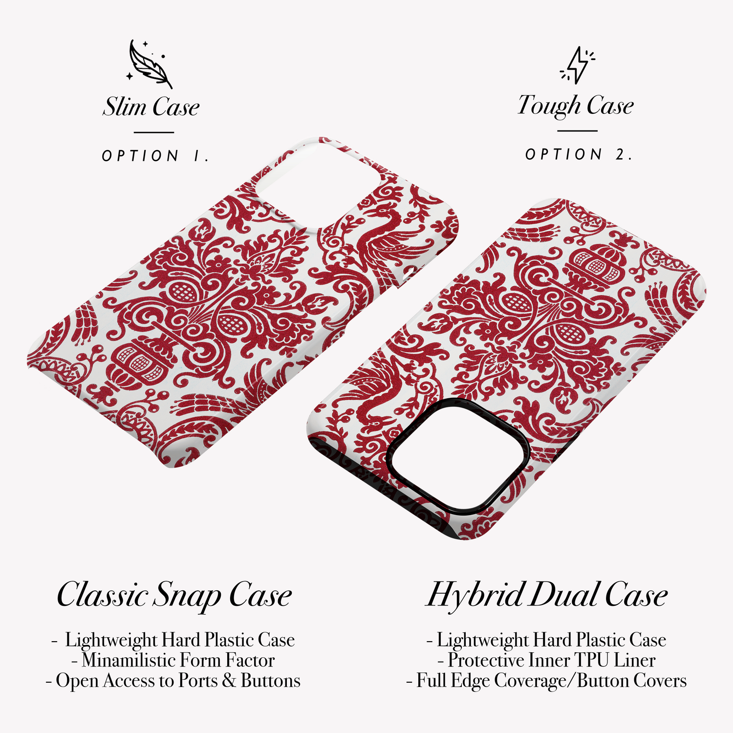 Personalised Vintage Red Damask Toile Case Phone Case