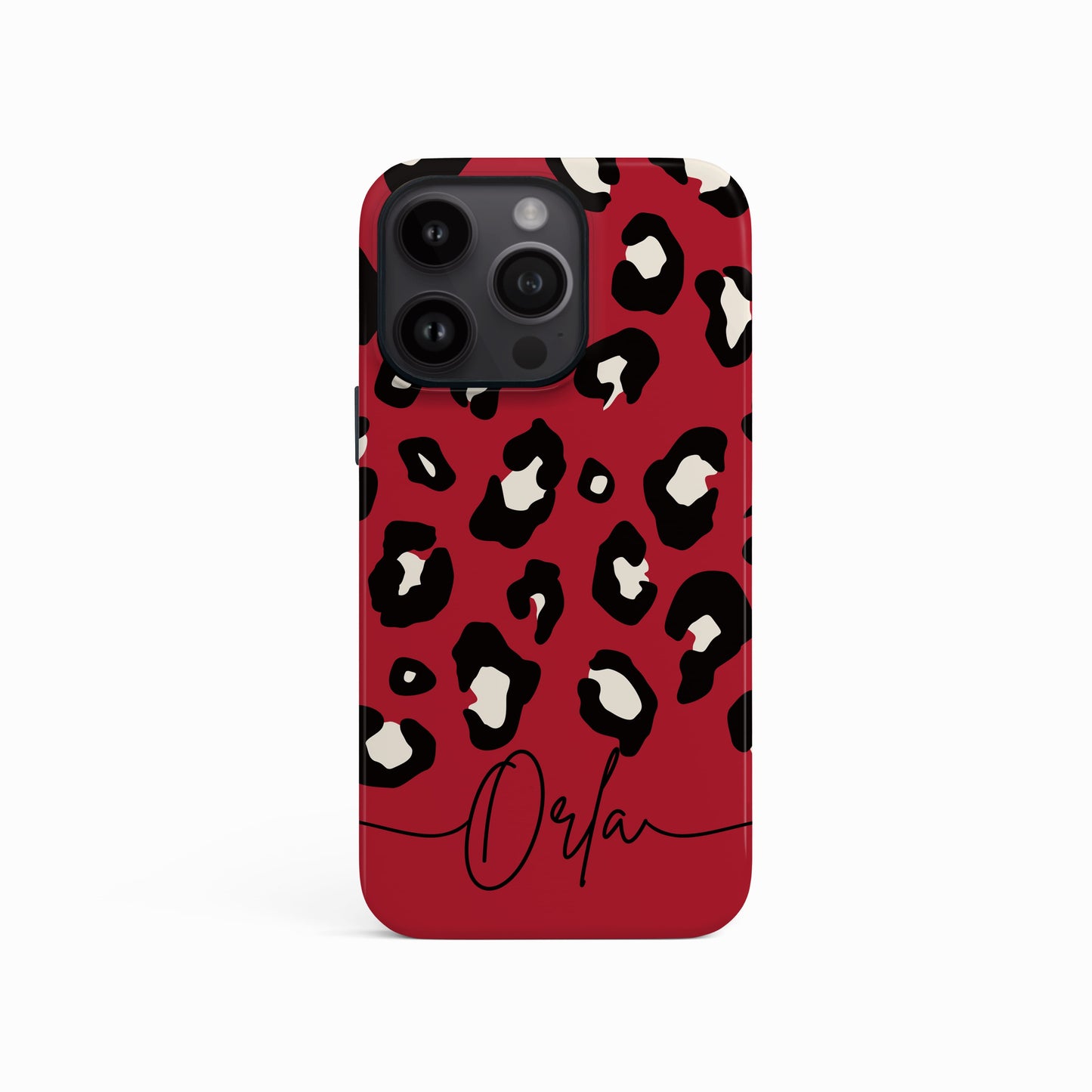 Custom Name Red Leopard Print Phone Case iPhone 16 Phone Case