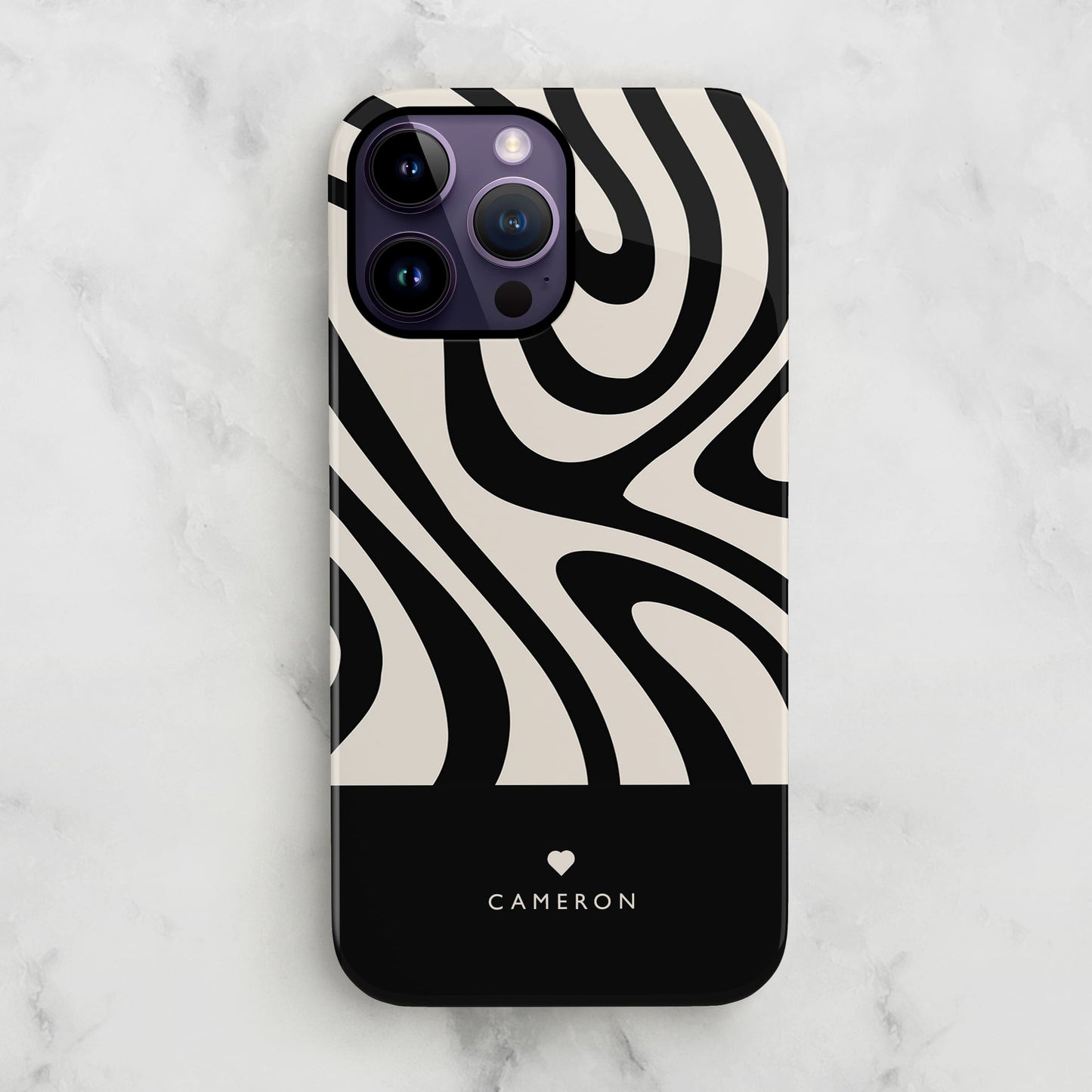 Personalised Black and Cream Swirl Case Phone Case