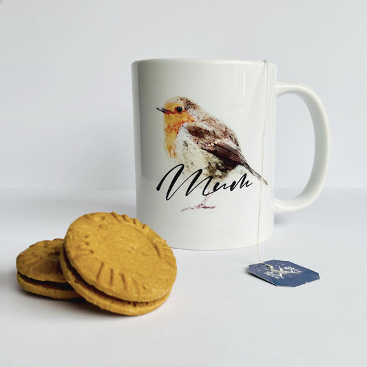 Personalised Robin Bird Art Mug  Mug
