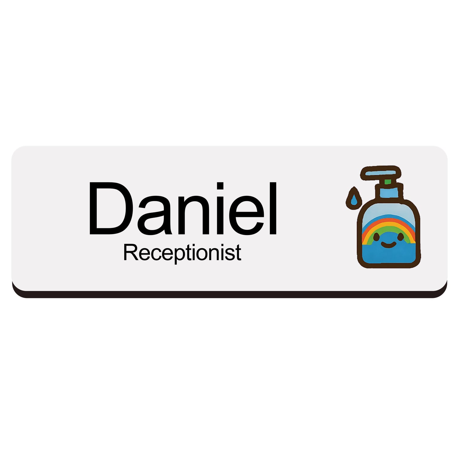 Custom Hospital Name Badge For Doctors & Nurses Rainbow Sanitiser Name Badge