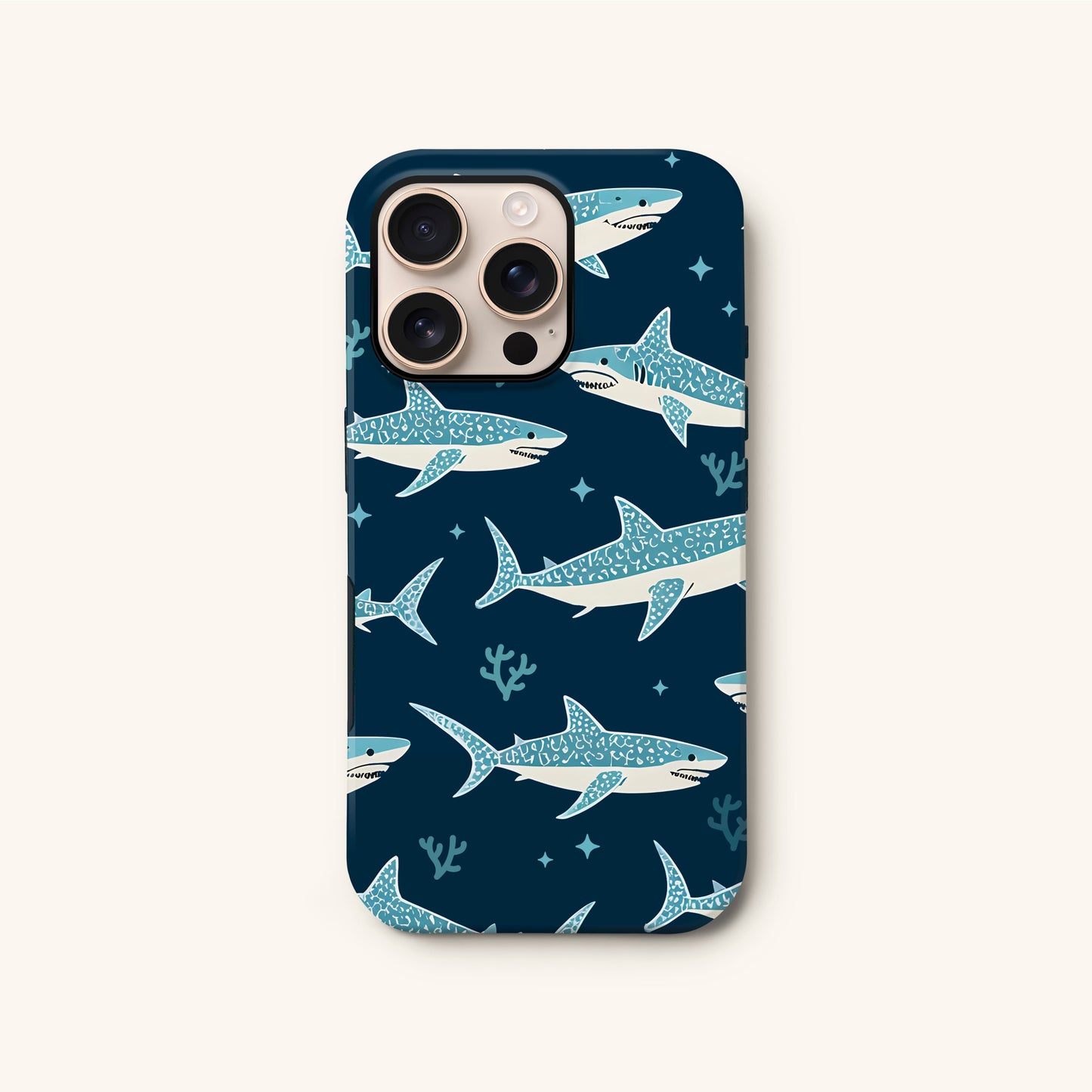 Retro Shark Pattern Phone Case iPhone 16 Phone Case