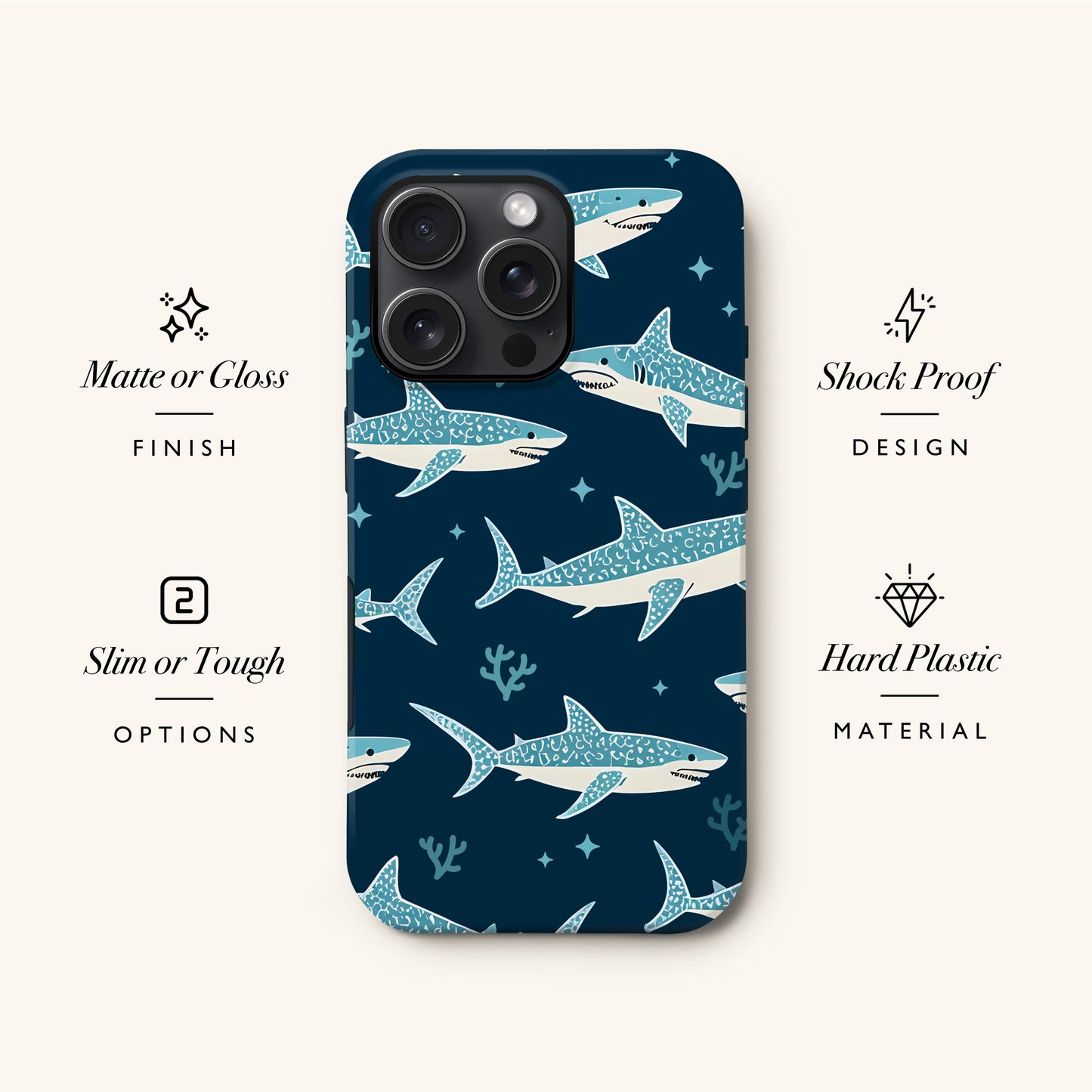 Retro Shark Pattern Phone Case Phone Case