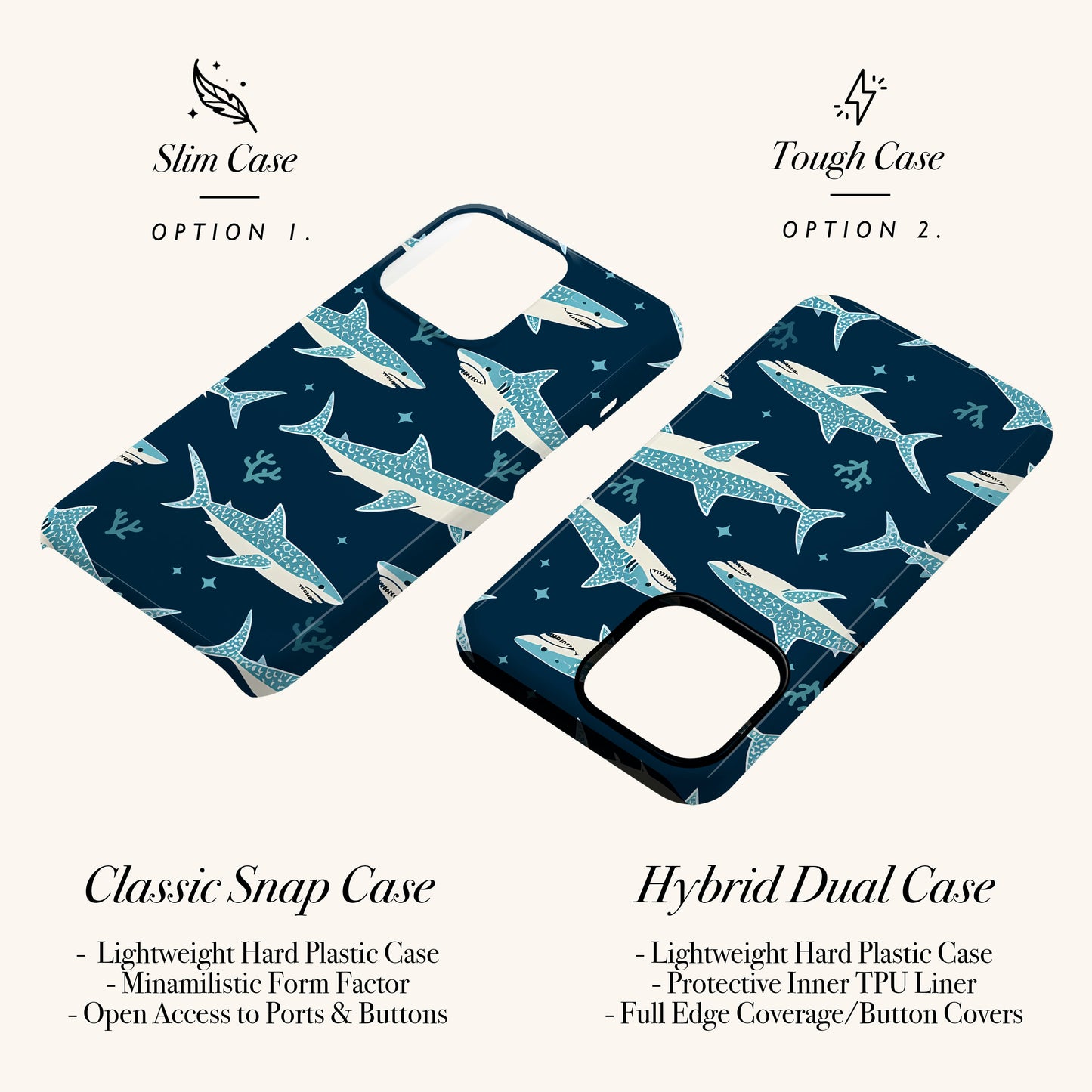 Retro Shark Pattern Phone Case Phone Case