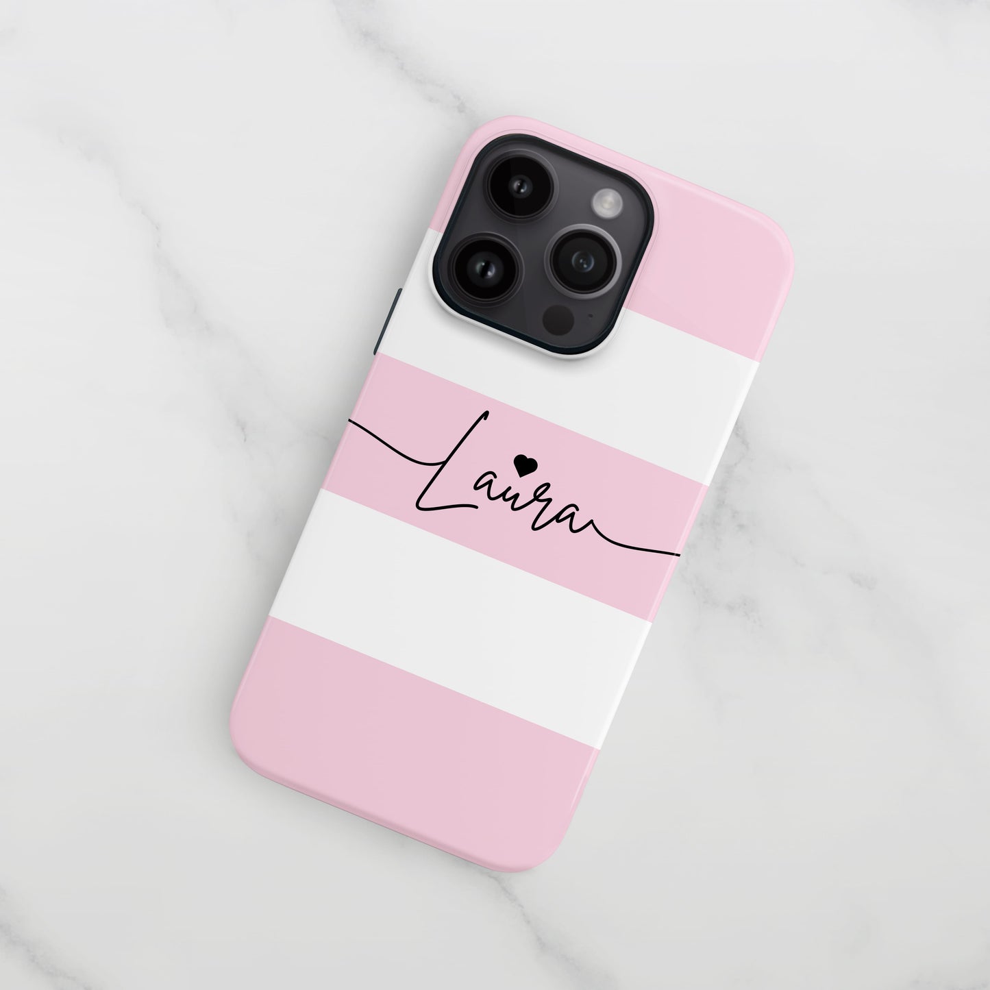 Baby Pink Stripes Personalised Name Case Phone Case