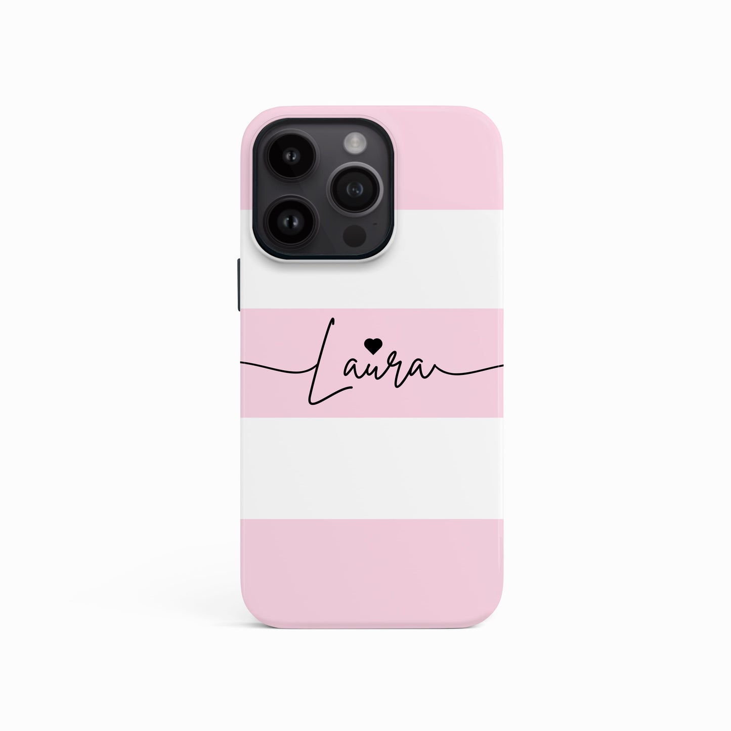 Baby Pink Stripes Personalised Name Case iPhone 16 Phone Case