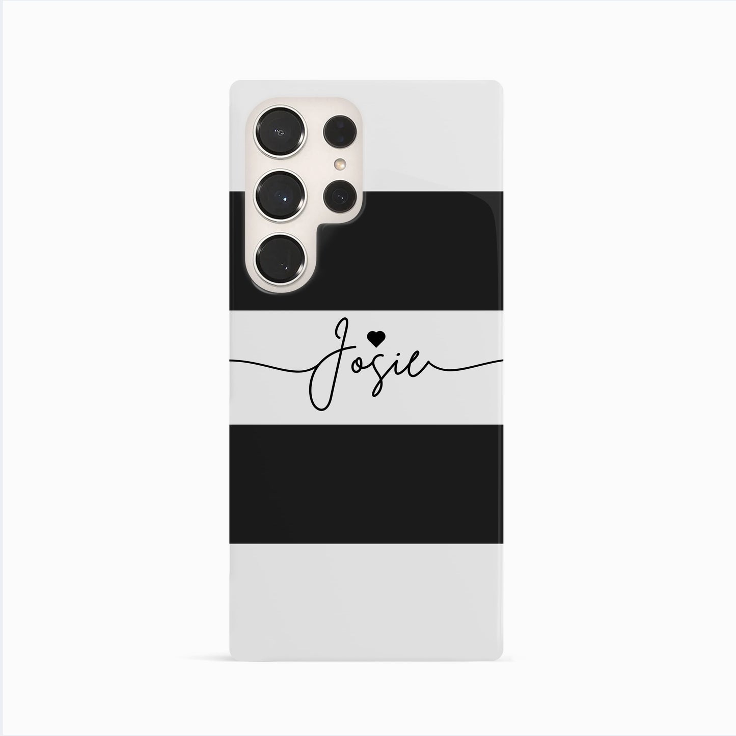 Personalised Name & Heart Black Stripe Case Phone Case