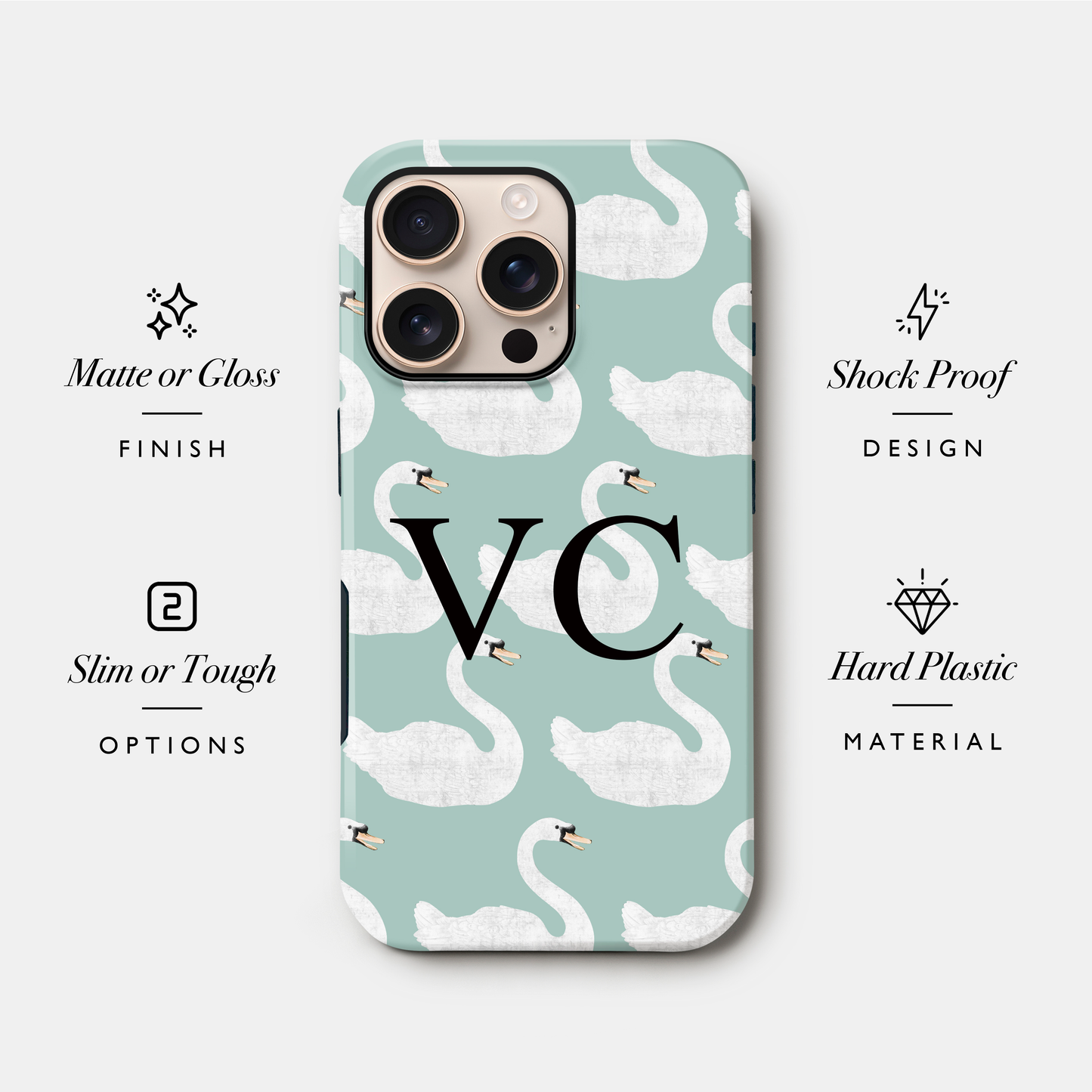 Personalised Blue Swan Pattern Case Phone Case