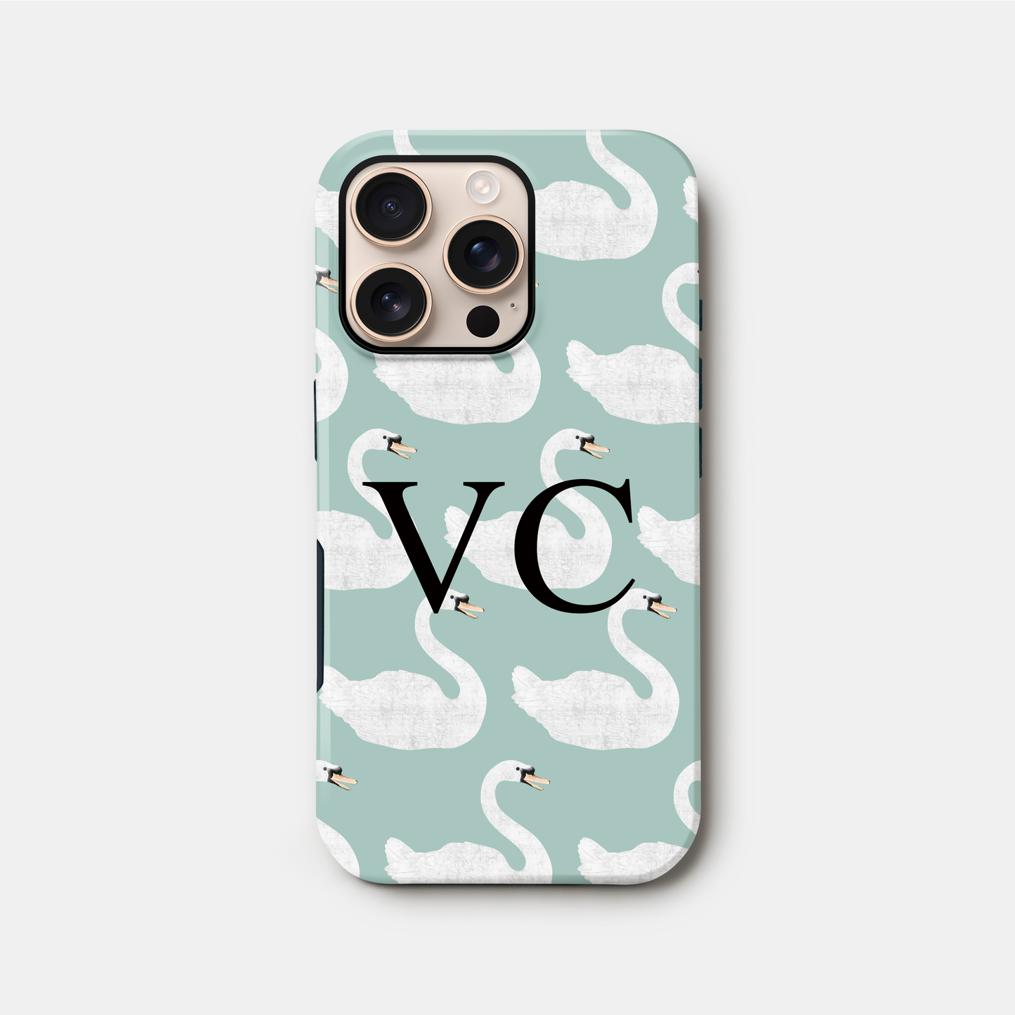 Personalised Blue Swan Pattern Case iPhone 16 Phone Case