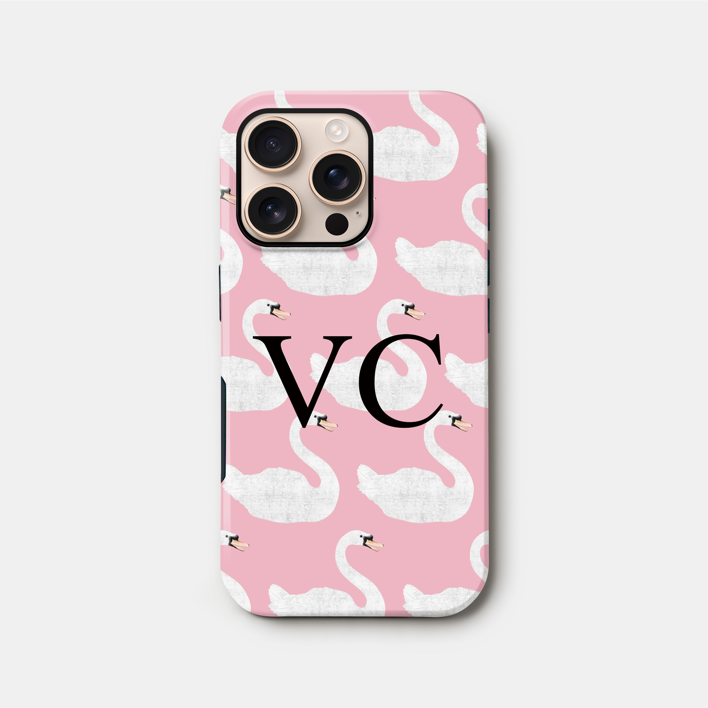 Personalised Pink Swan Pattern Case iPhone 16 Phone Case