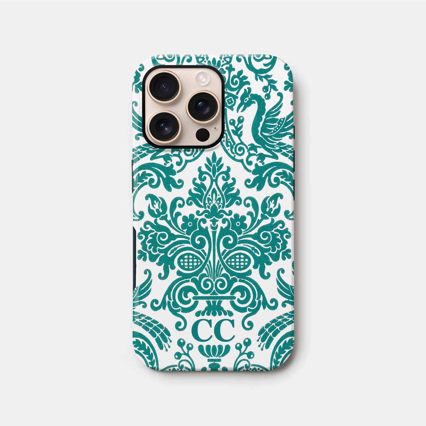 Personalised Teal Damask Floral Case Phone Case