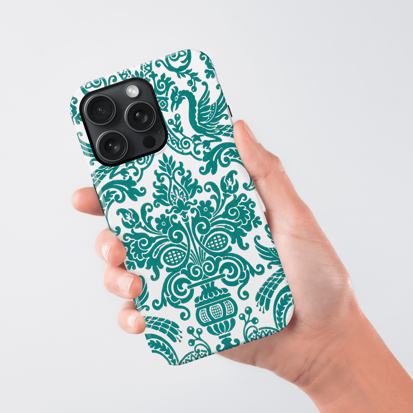 Personalised Teal Damask Floral Case Phone Case