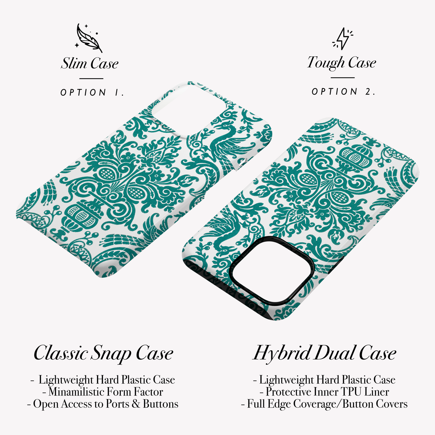 Personalised Teal Damask Floral Case Phone Case