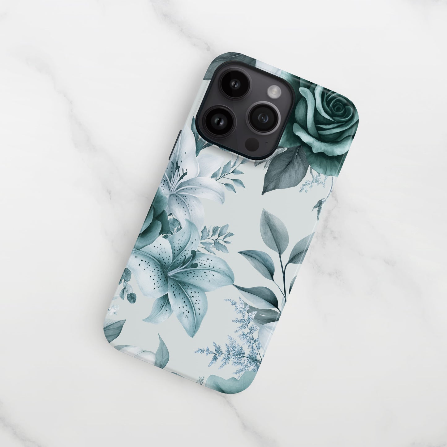 Teal Blue Floral Print Phone Case Phone Case
