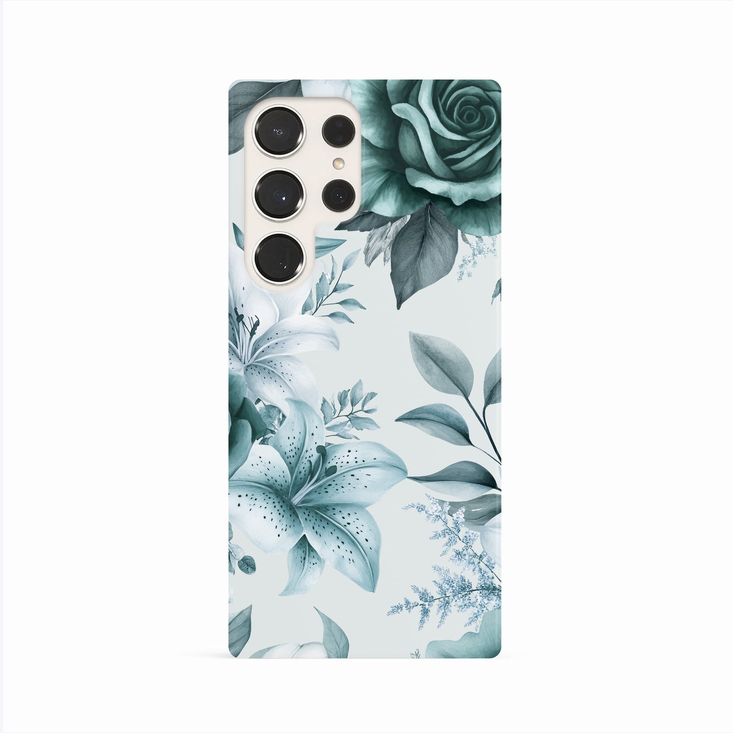 Teal Blue Floral Print Phone Case Phone Case