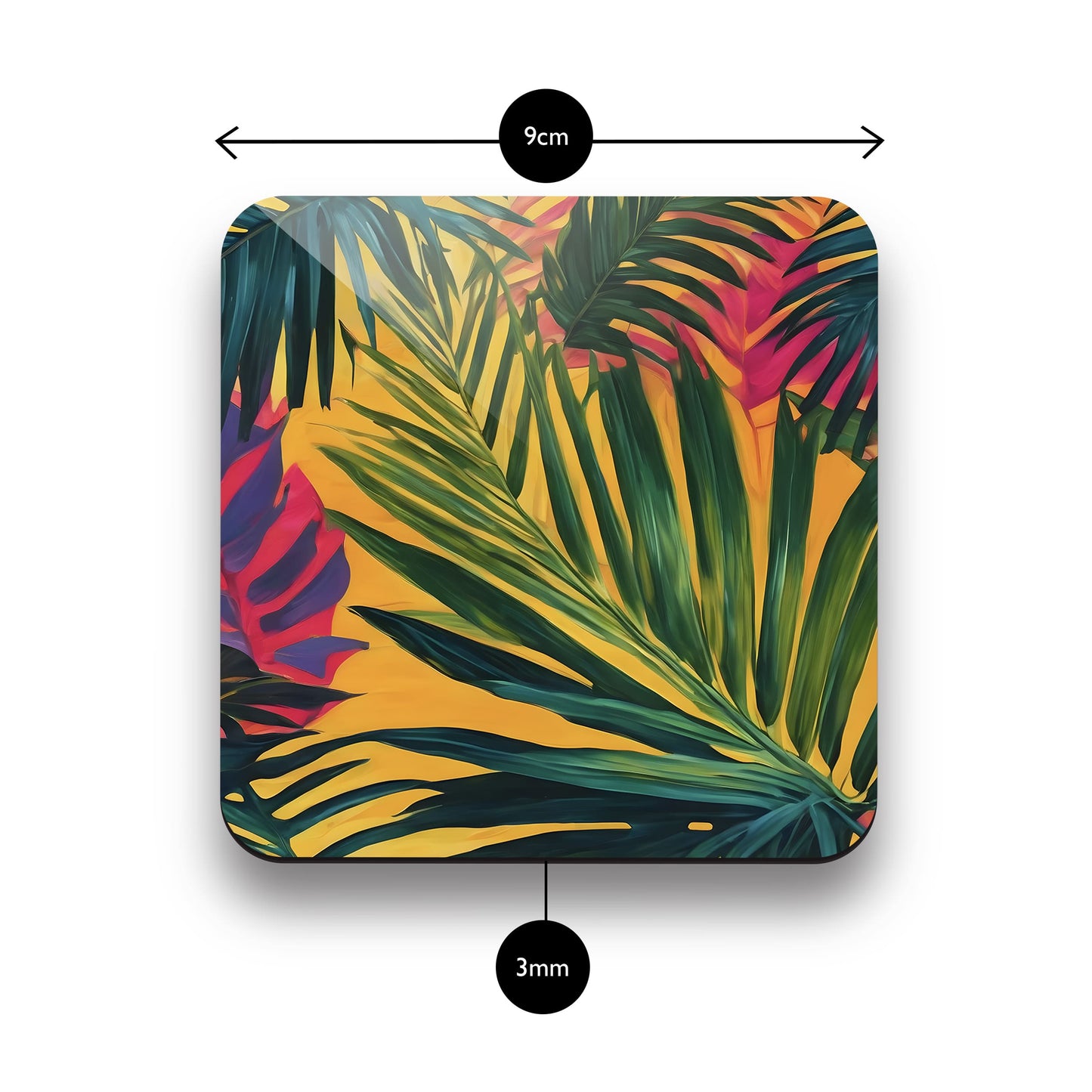 Tropical Palm Leaf Print Coaster Set  Coaster