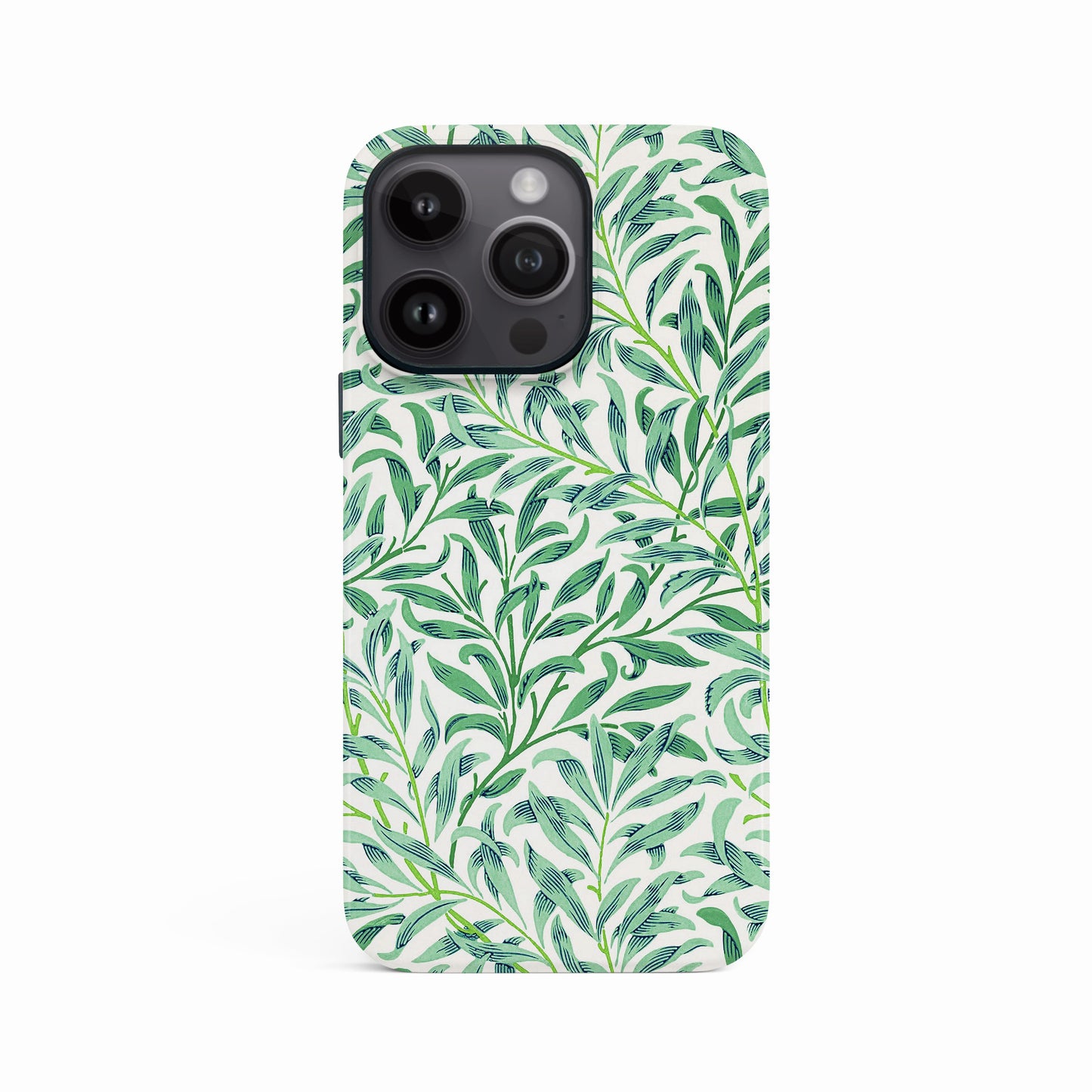 Vintage Green Leaf Pattern Case iPhone 16 Pro Phone Case