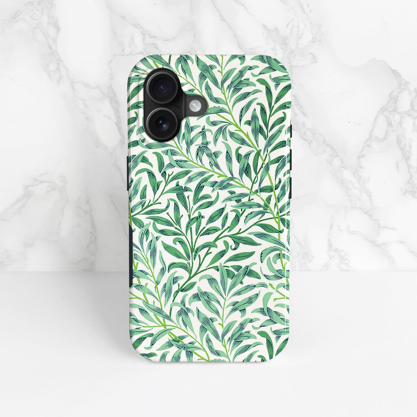 Vintage Green Leaf Pattern Case iPhone 16 Phone Case