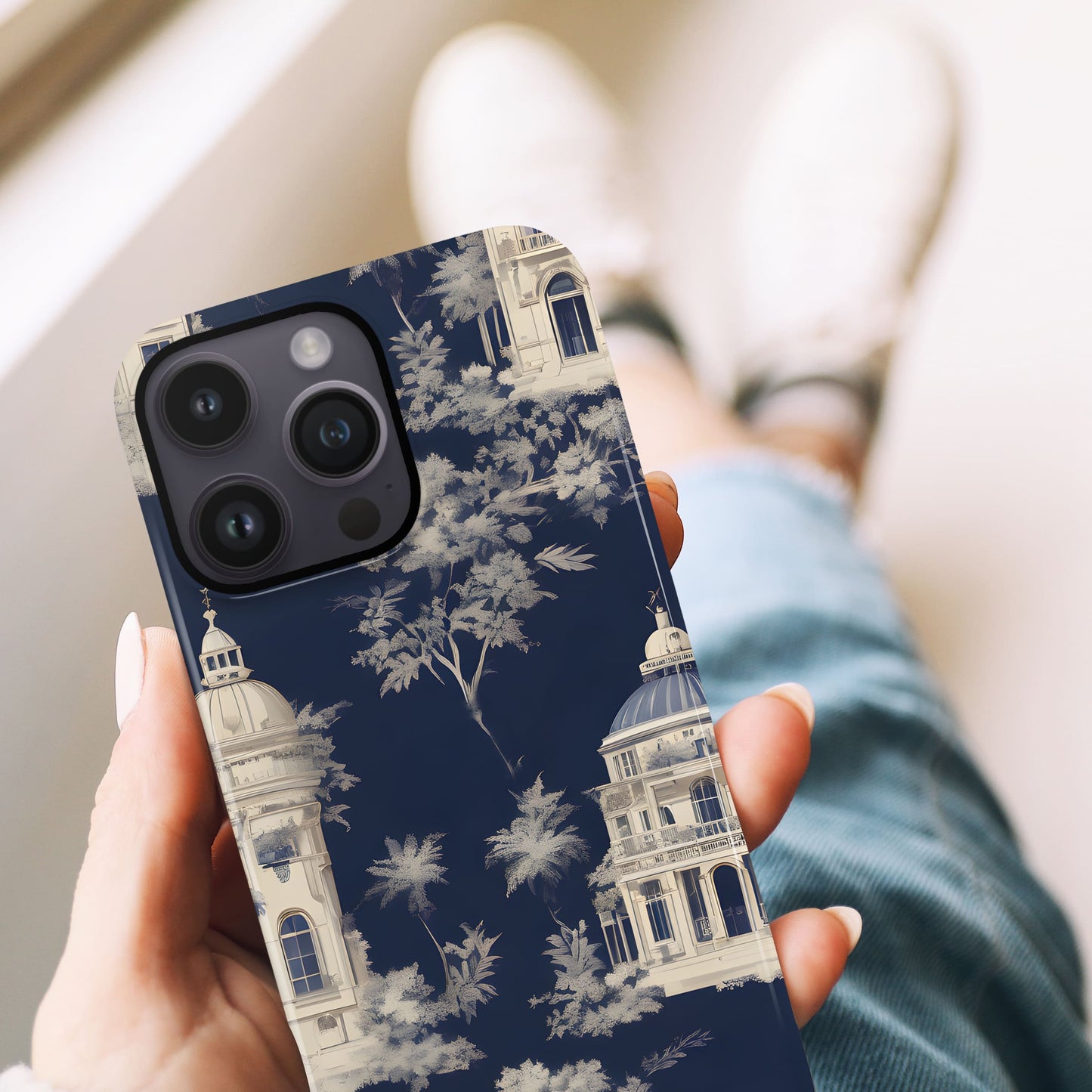 Navy Blue French Toile Case Phone Case