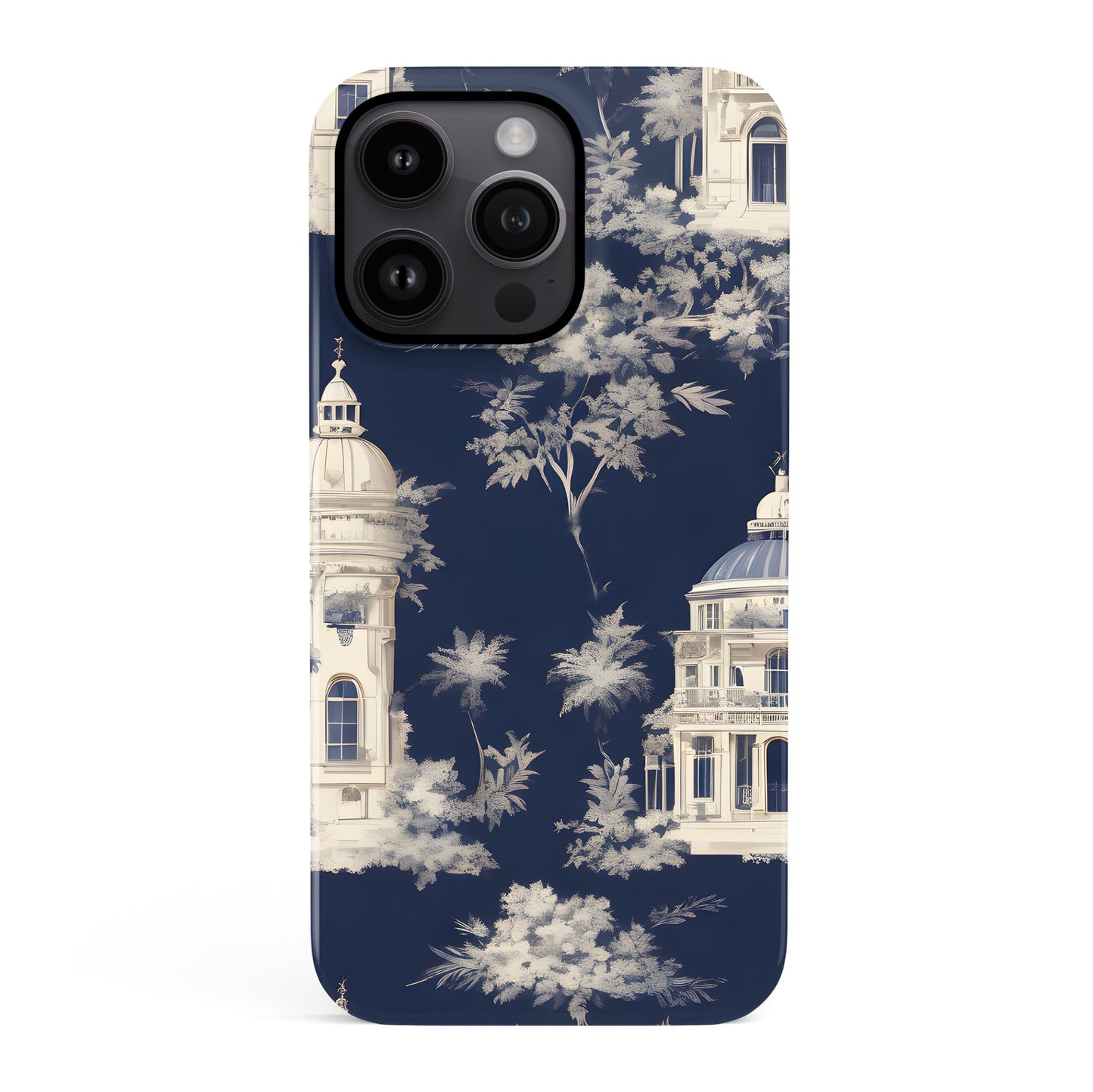 Navy Blue French Toile Case iPhone 16 Pro Phone Case