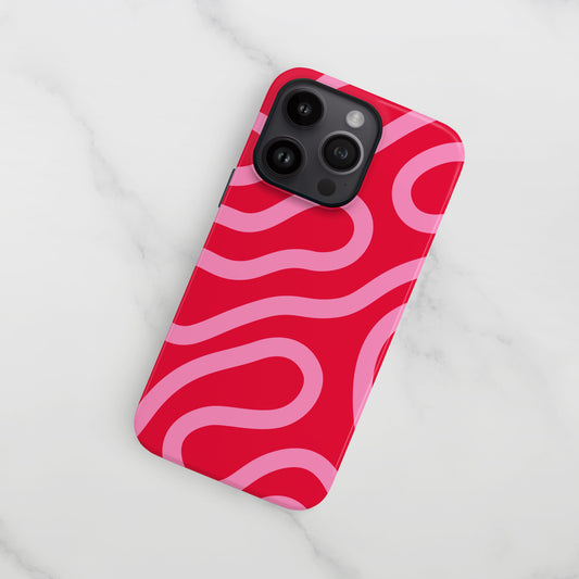Red and Pink Wavy Lines Case