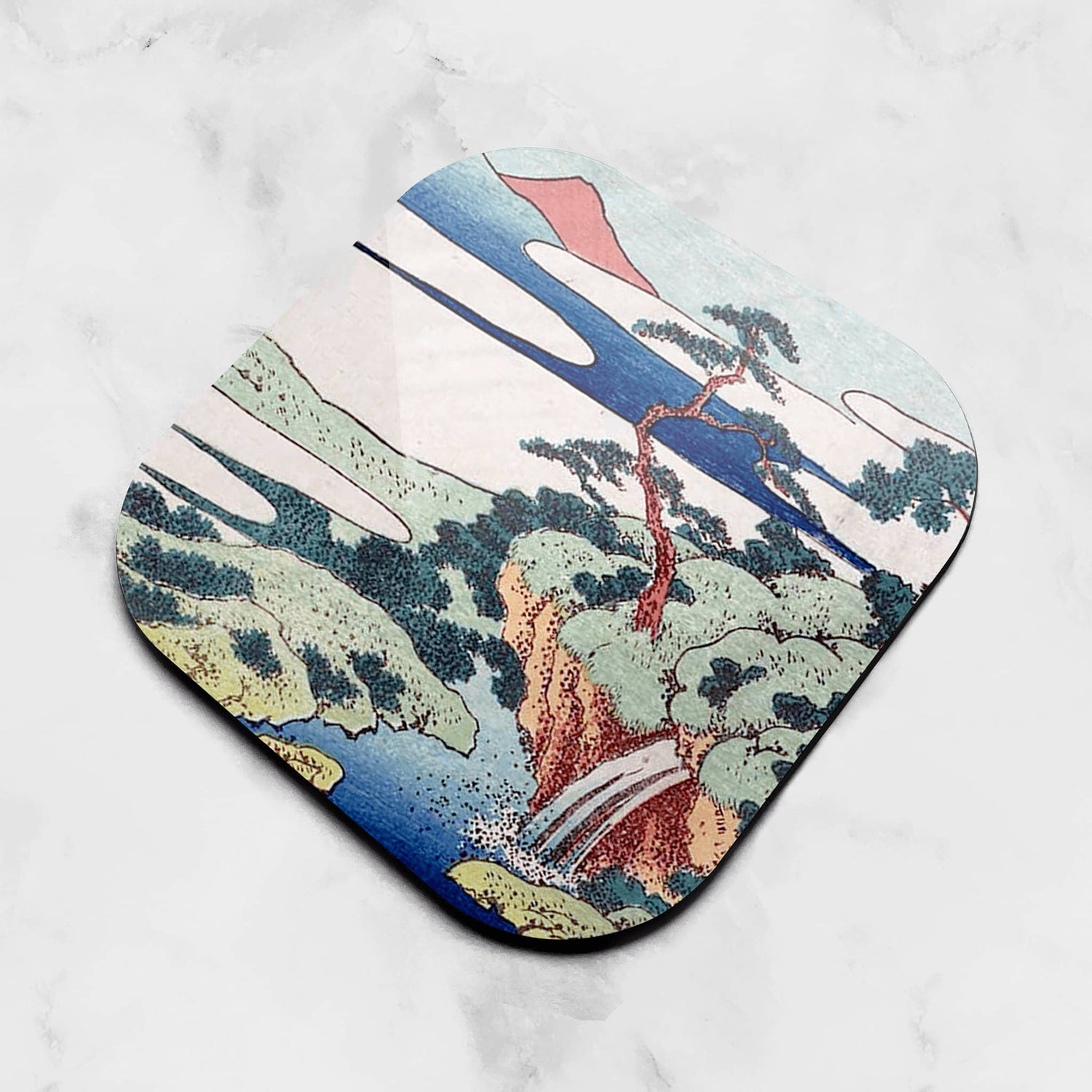 Hokusai Japanese Ocean Art Coaster Gift Set 4 x Mountains Coaster